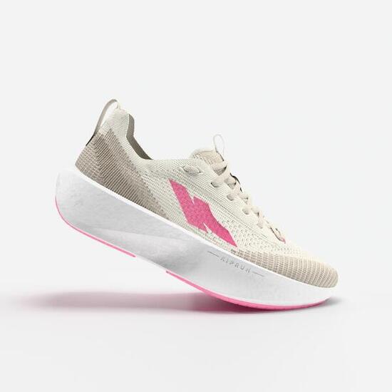 Chaussure de running femme, Kiprun Kipnext beige et rose