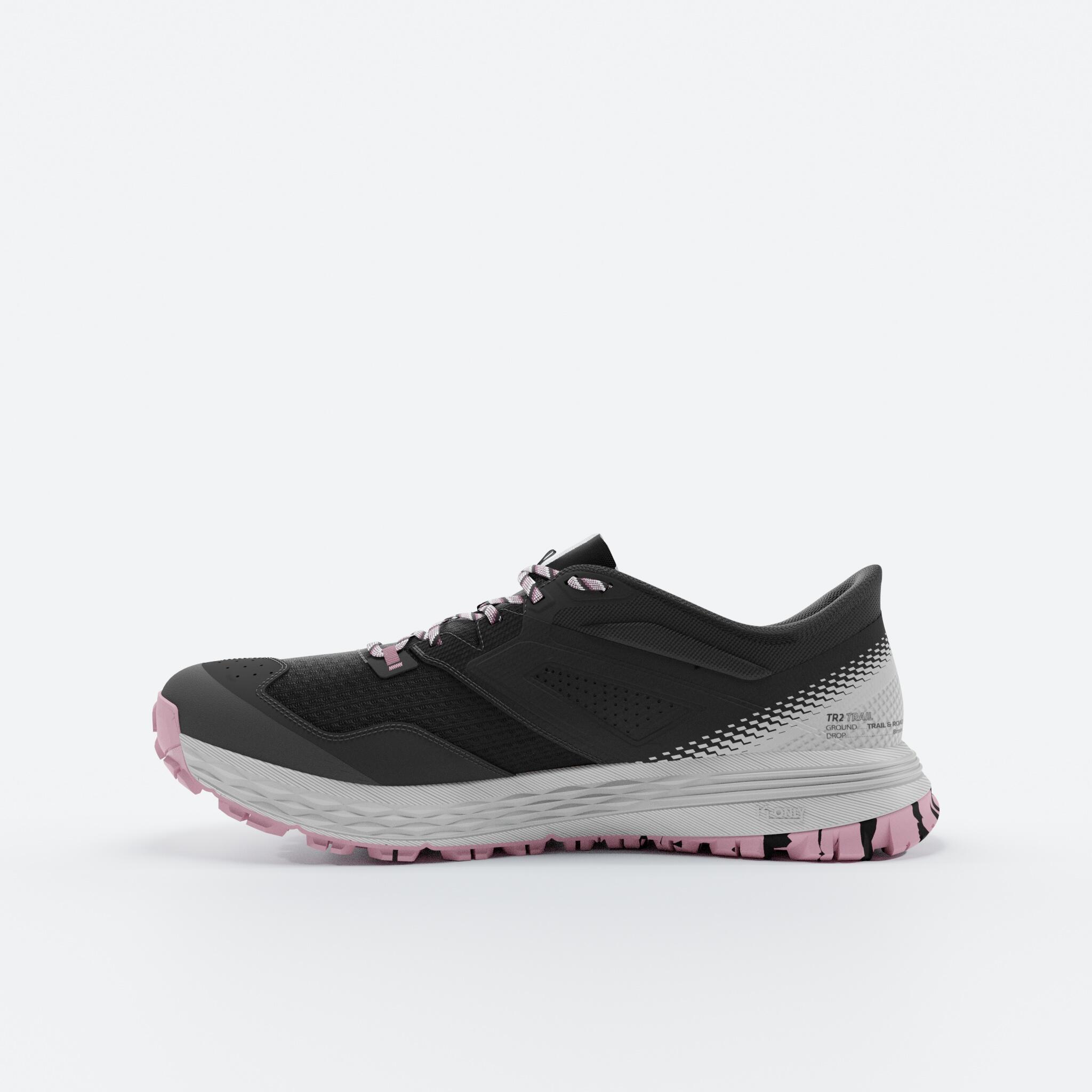 CHAUSSURES TRAIL RUNNING POUR FEMME TR2 gris carbone bouton de rose 6/21