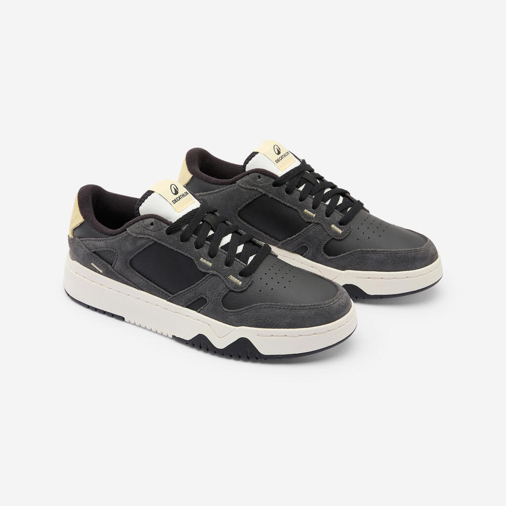 CJ80 Women's Leather and Suede Trainers-Black/Yellow