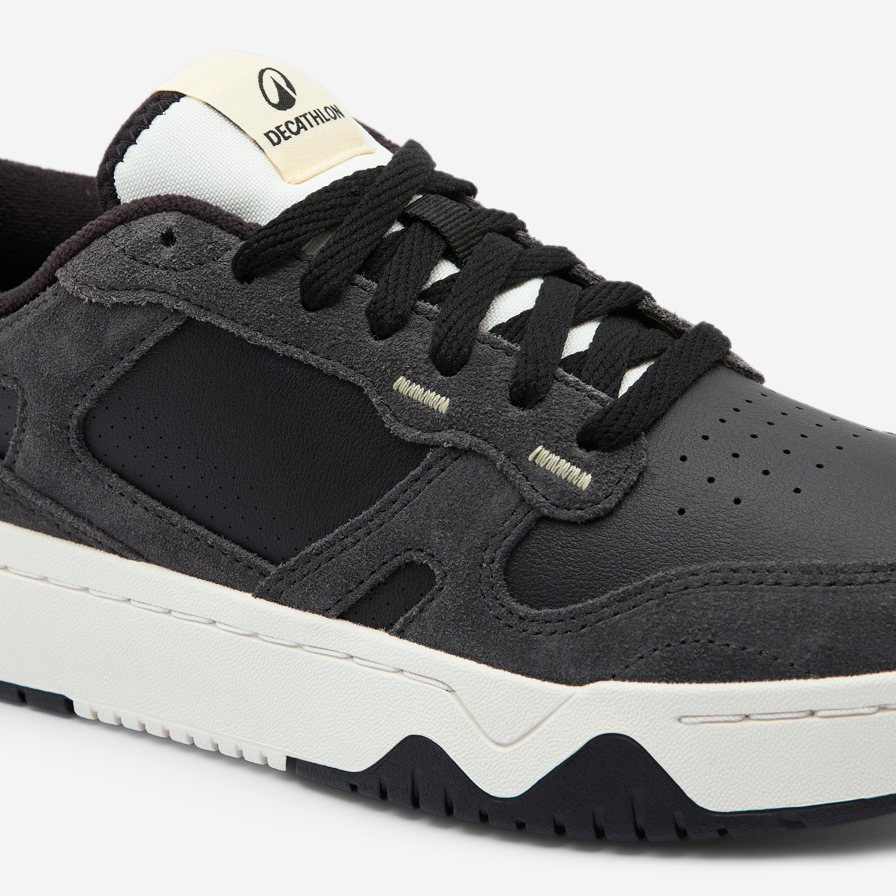 Baskets en cuir et daim femme CJ80 noir jaune 5/6
