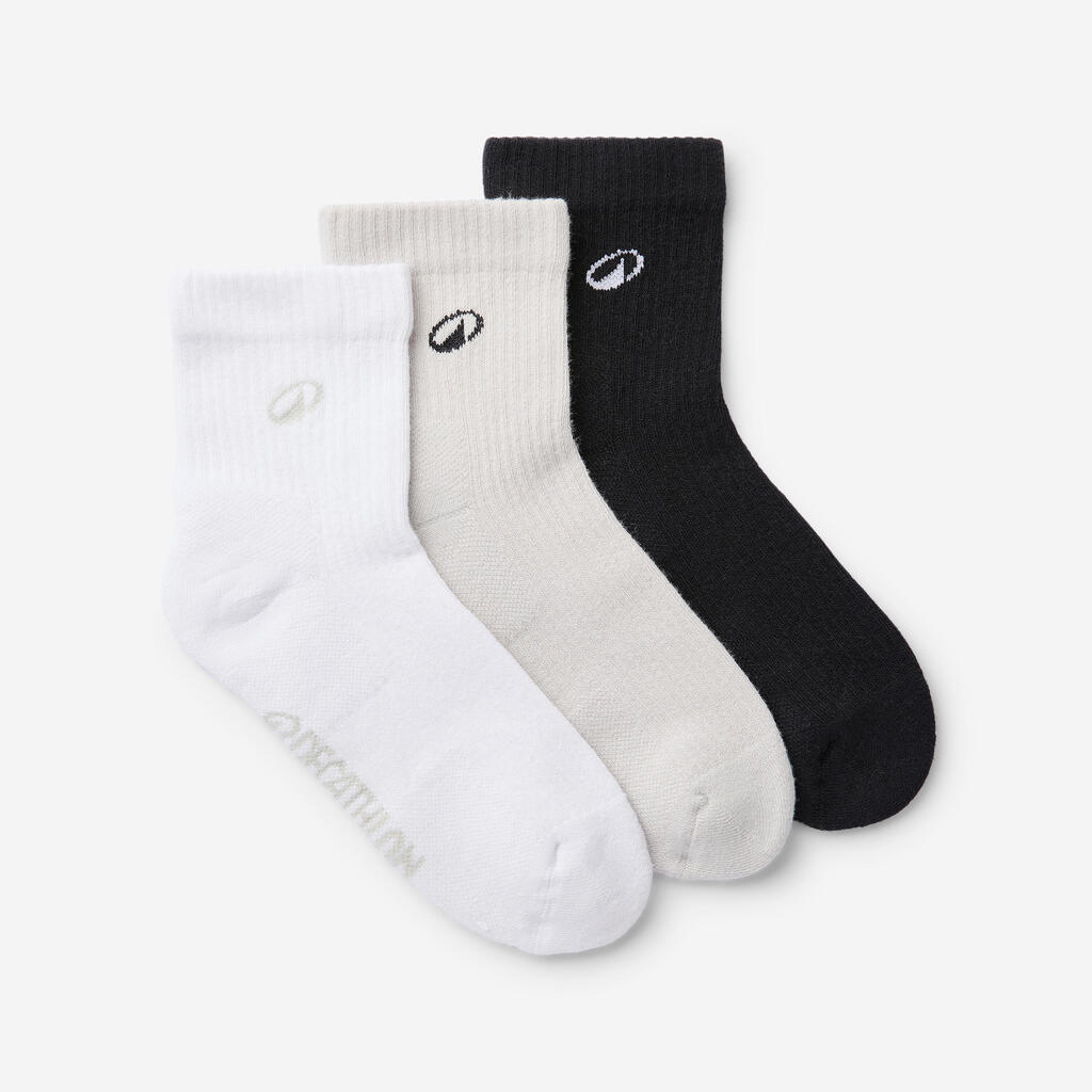 Chaussettes cheville, Elementals, noir gris blanc, lot de 3