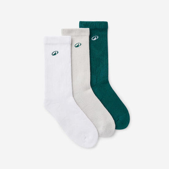 Chaussettes mi-mollet, Elementals, vert gris et blanc, lot de 3