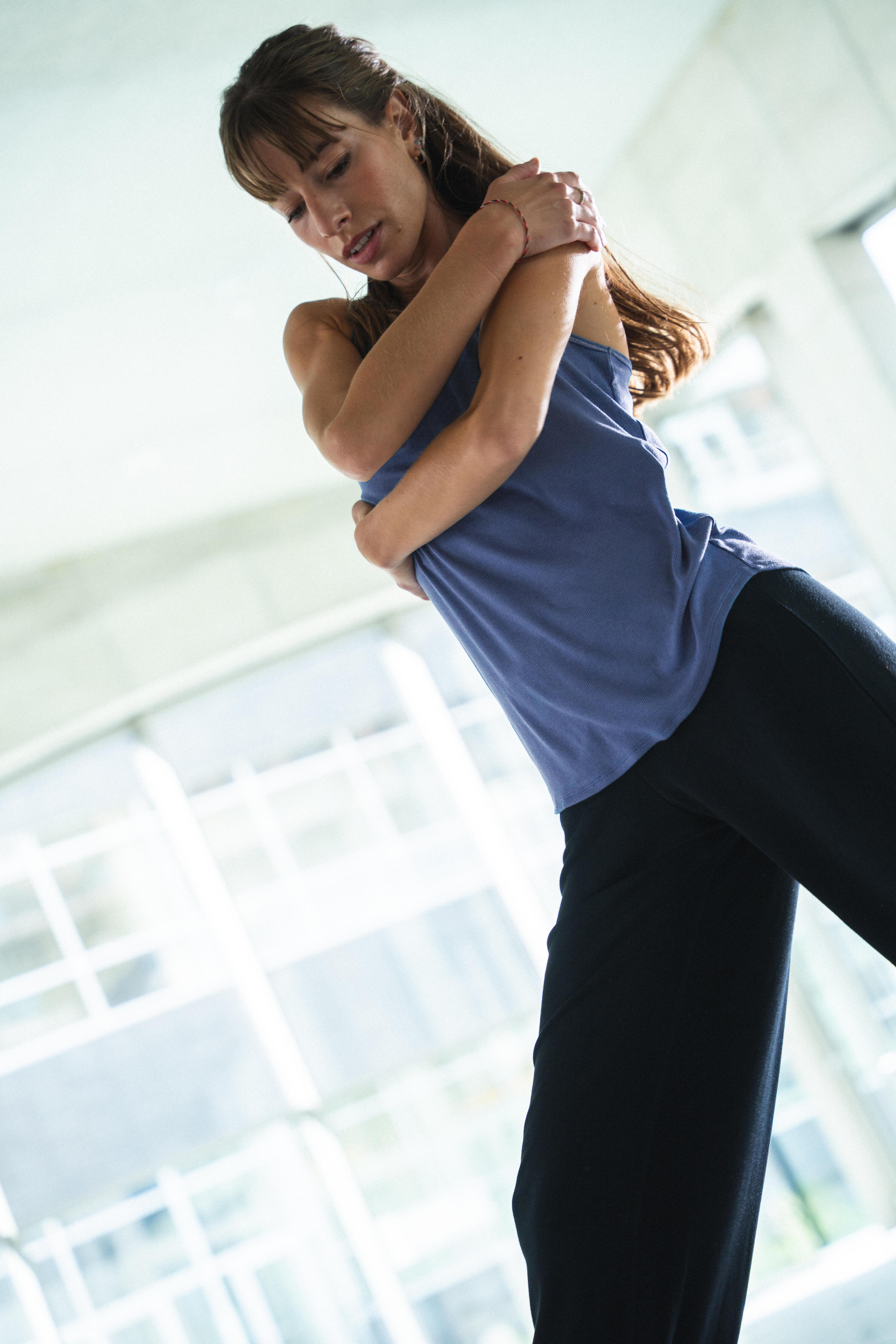 Débardeur danse moderne fluide femme, bleu foncé 7/11