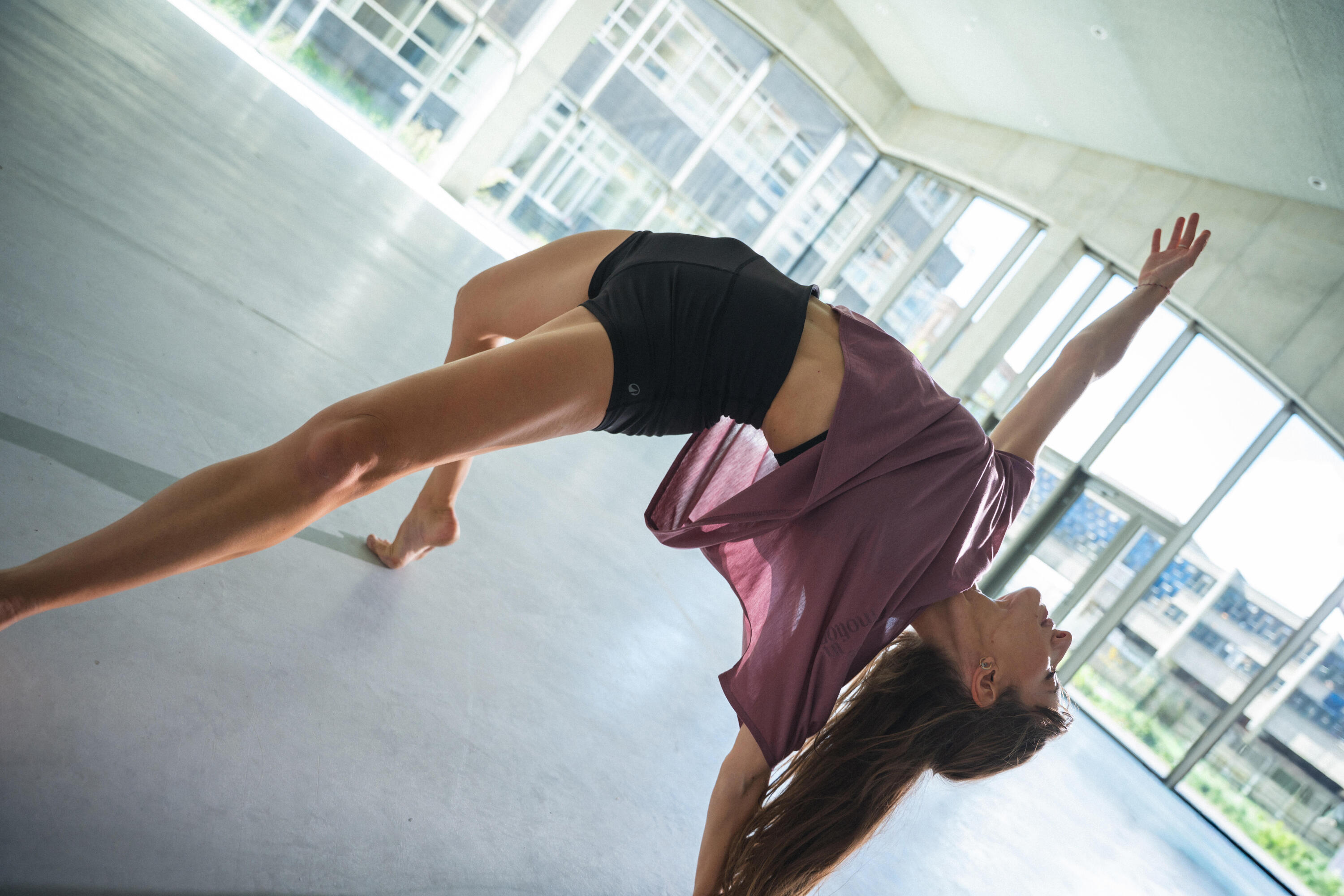 T-shirt danse moderne, manches courtes fluides femme, violet 7/11