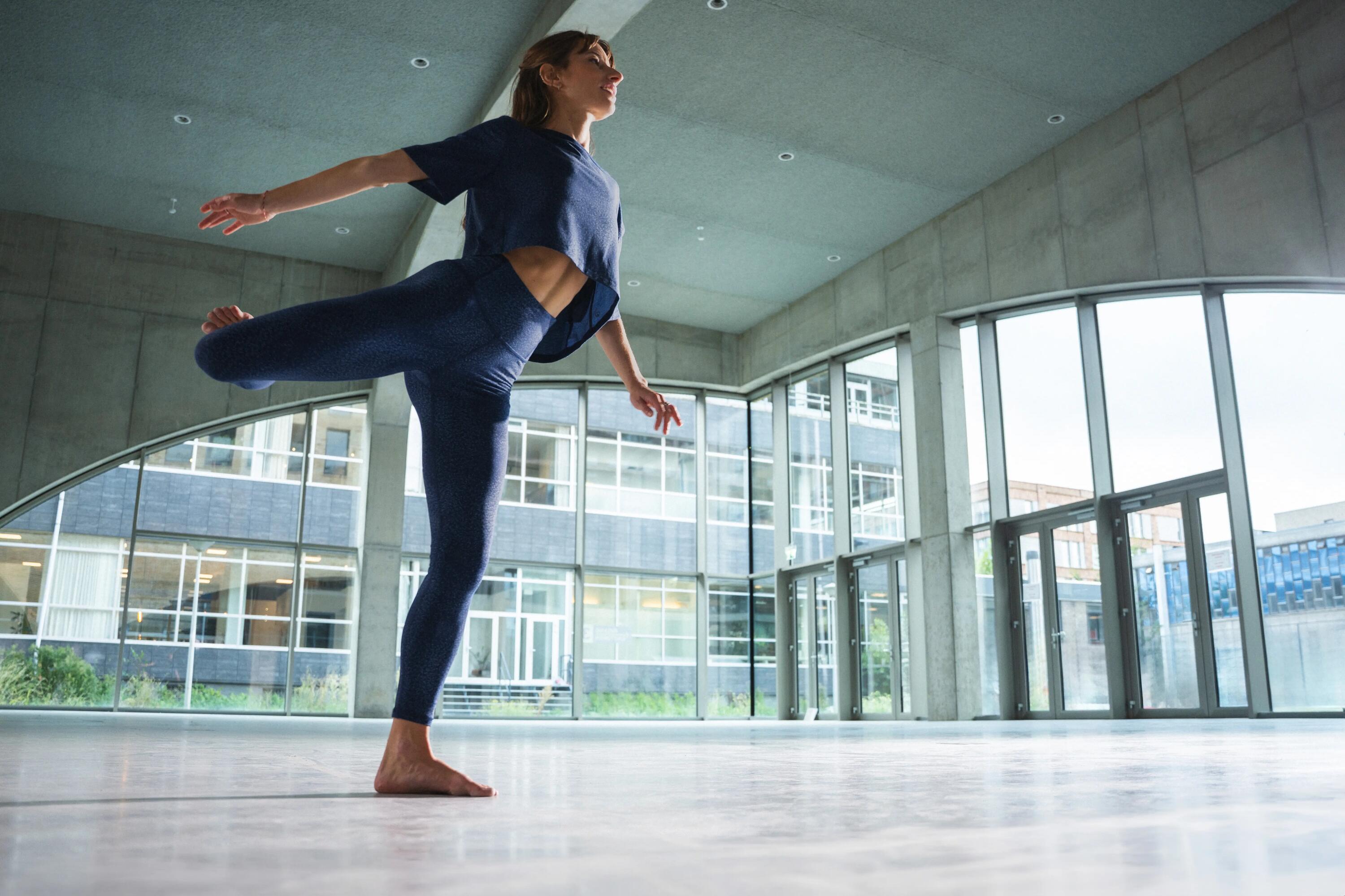 Leggings Danza Mujer Azul Estampados Talle Alto Cintura Plana 9/10