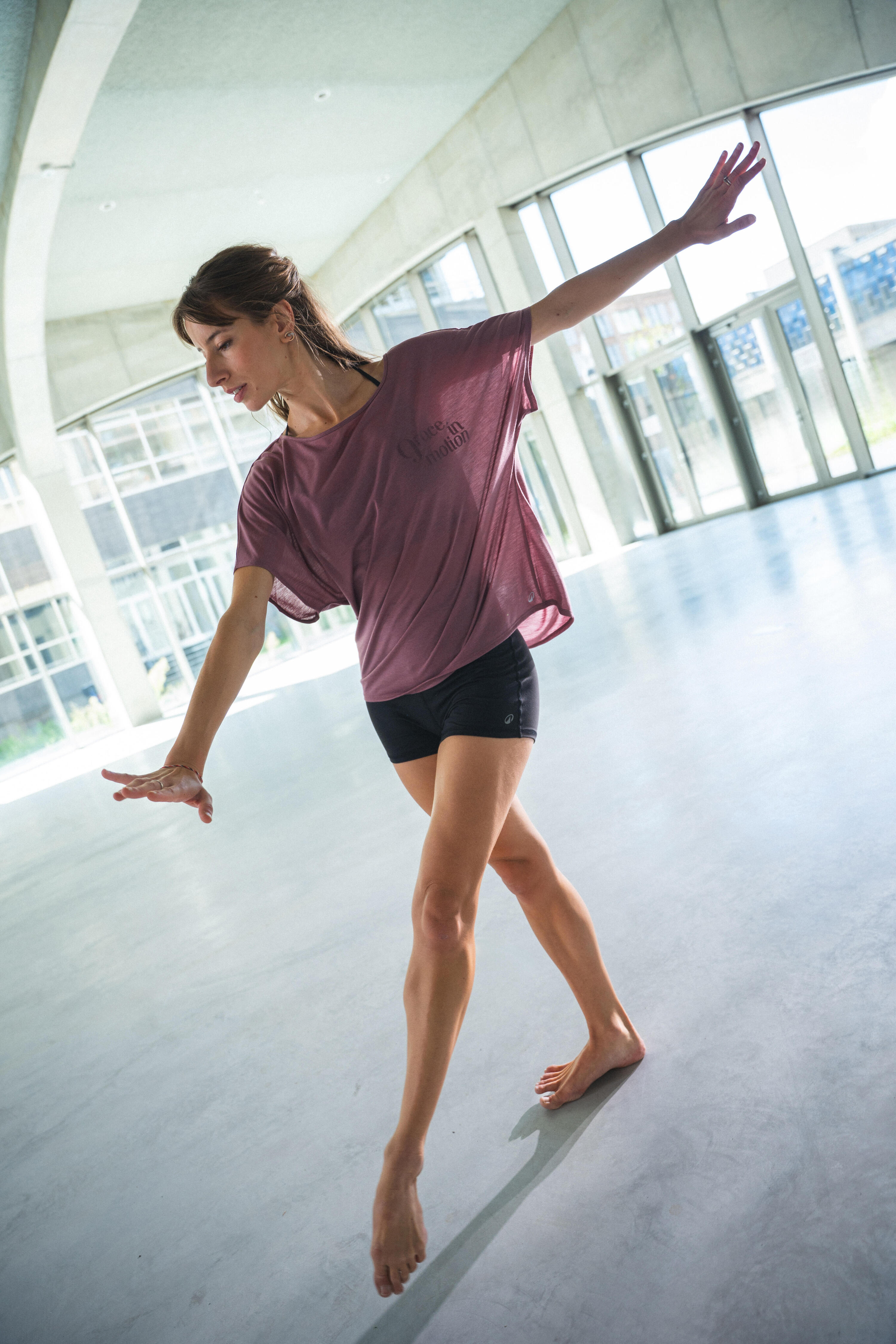 T-shirt danse moderne, manches courtes fluides femme, violet 8/11