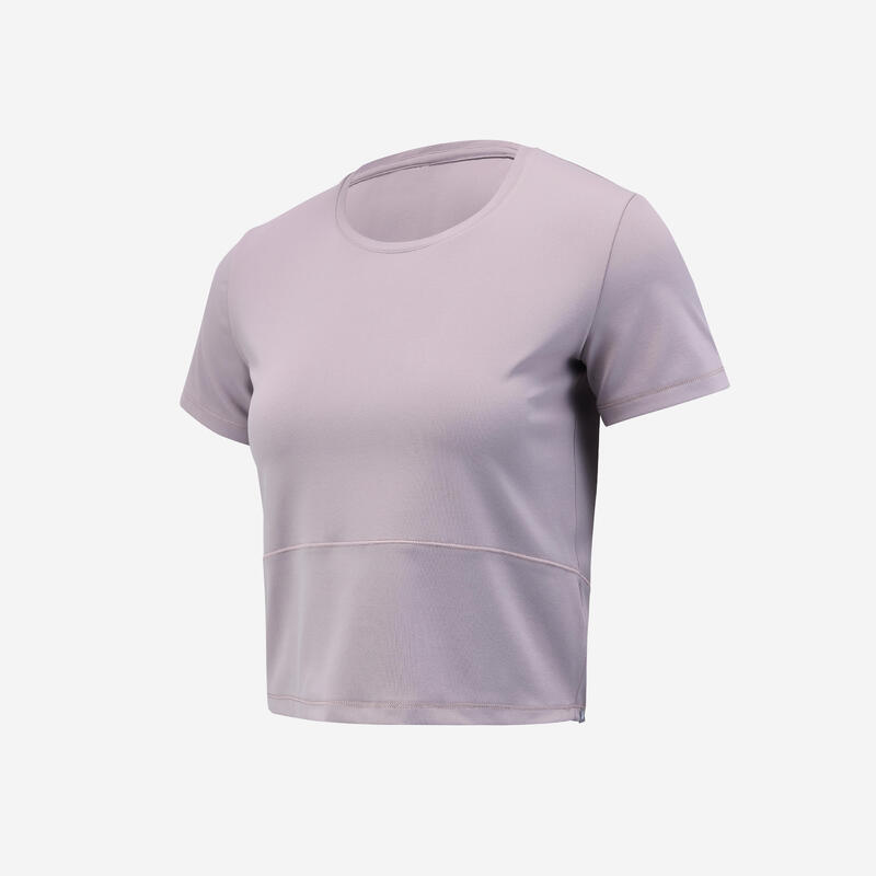 Tricou de yoga și Pilates elastic și moale, gri, damă