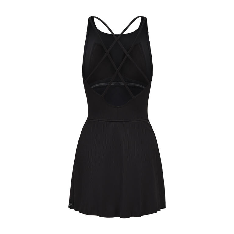 Black skirted one-piece swimsuit