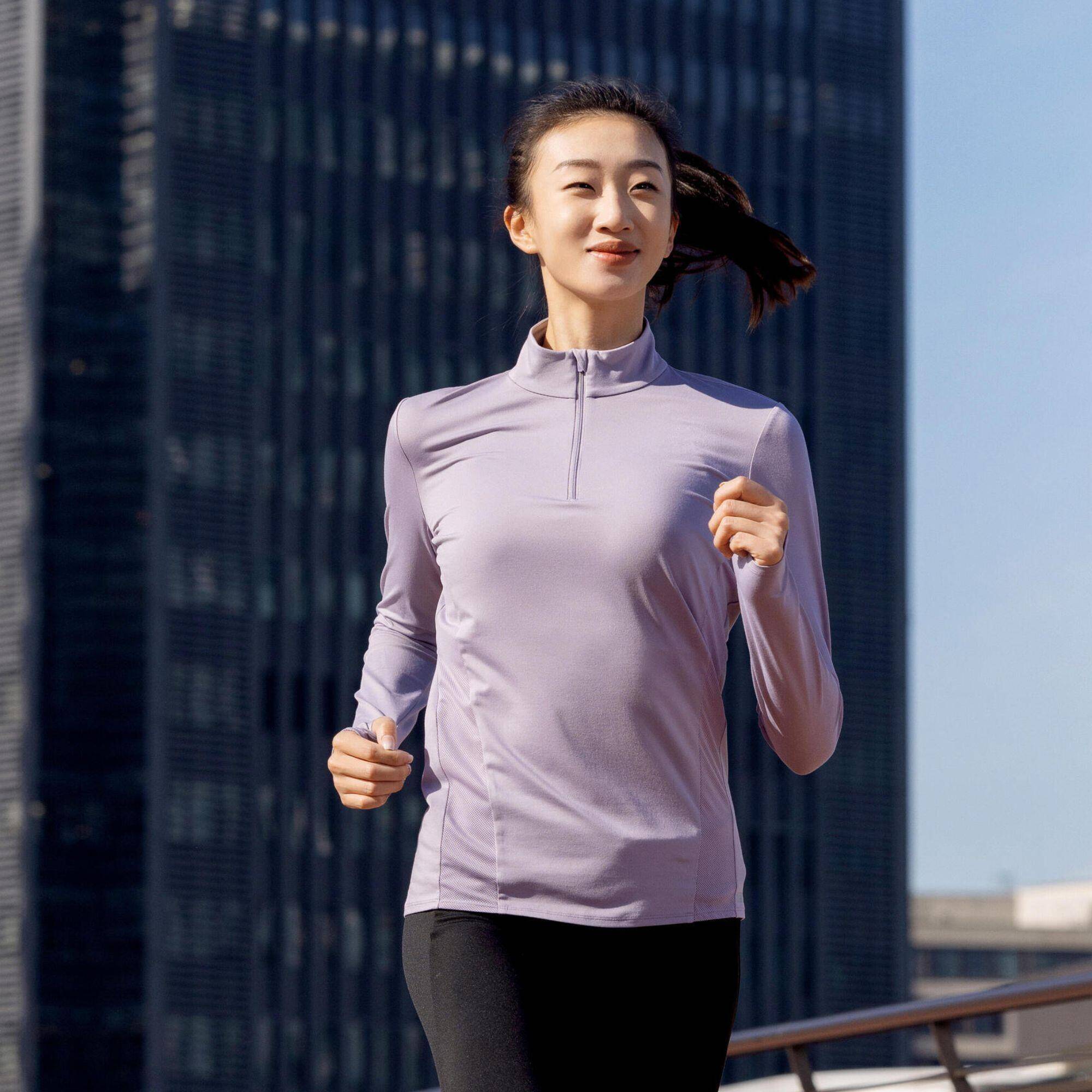 Women's Breathable Long-Sleeved Running T-Shirt-KIPRUN Run 500 Dry-Purple -  3