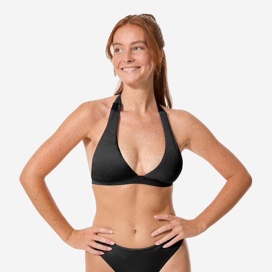 Haut de maillot de bain foulard surf femme, Cora noir