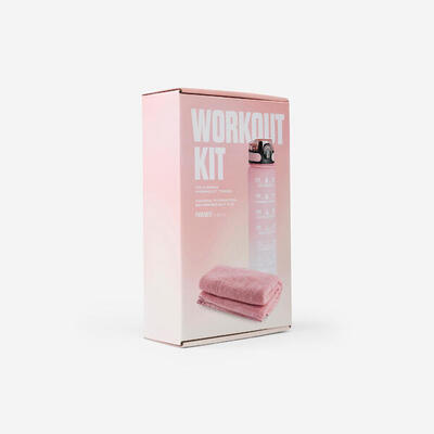 Fitnessset met waterfles 1 liter en handdoek