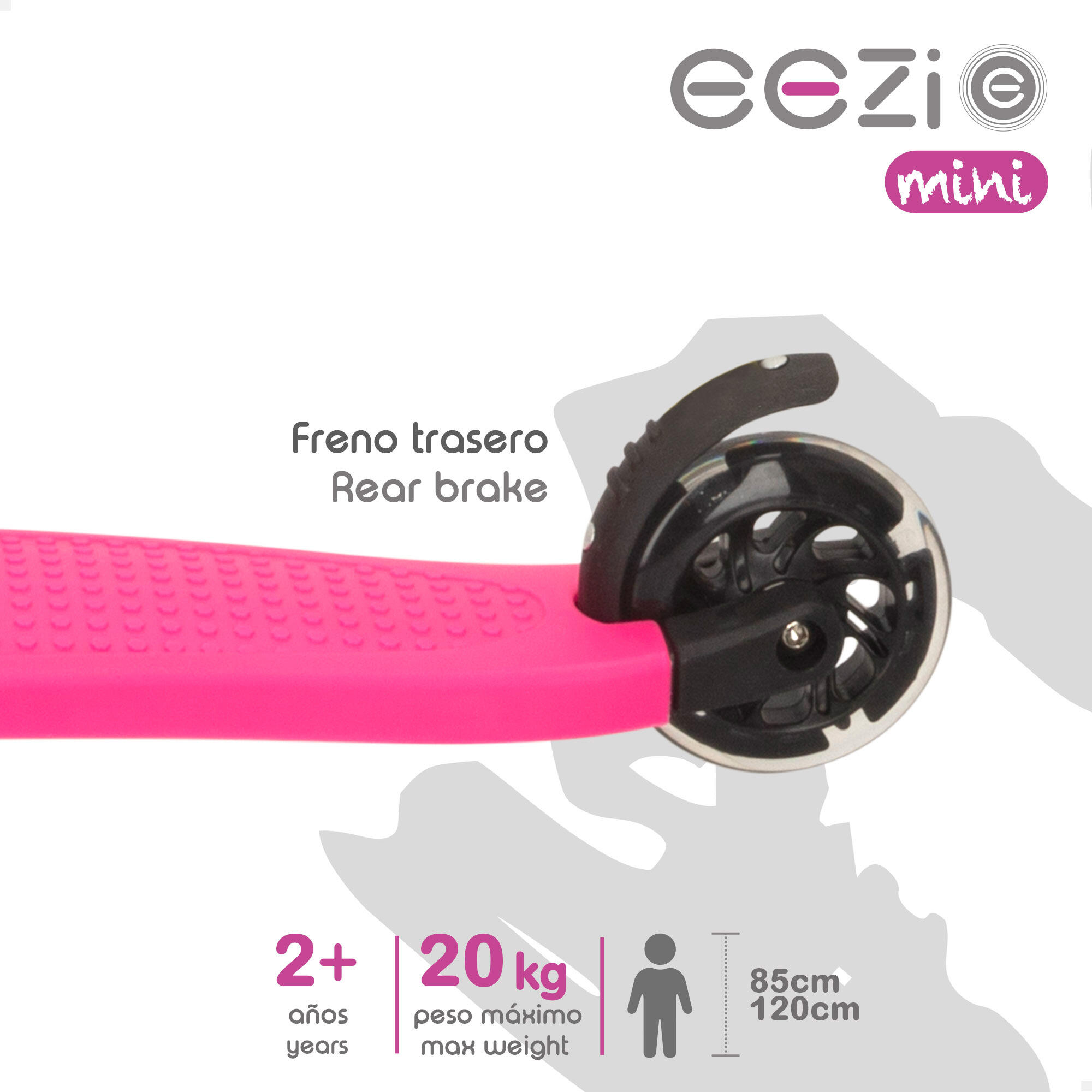 Patinet 3 rodes fúcsia de Nena amb manillar desmuntable EEZI - CD 3/4