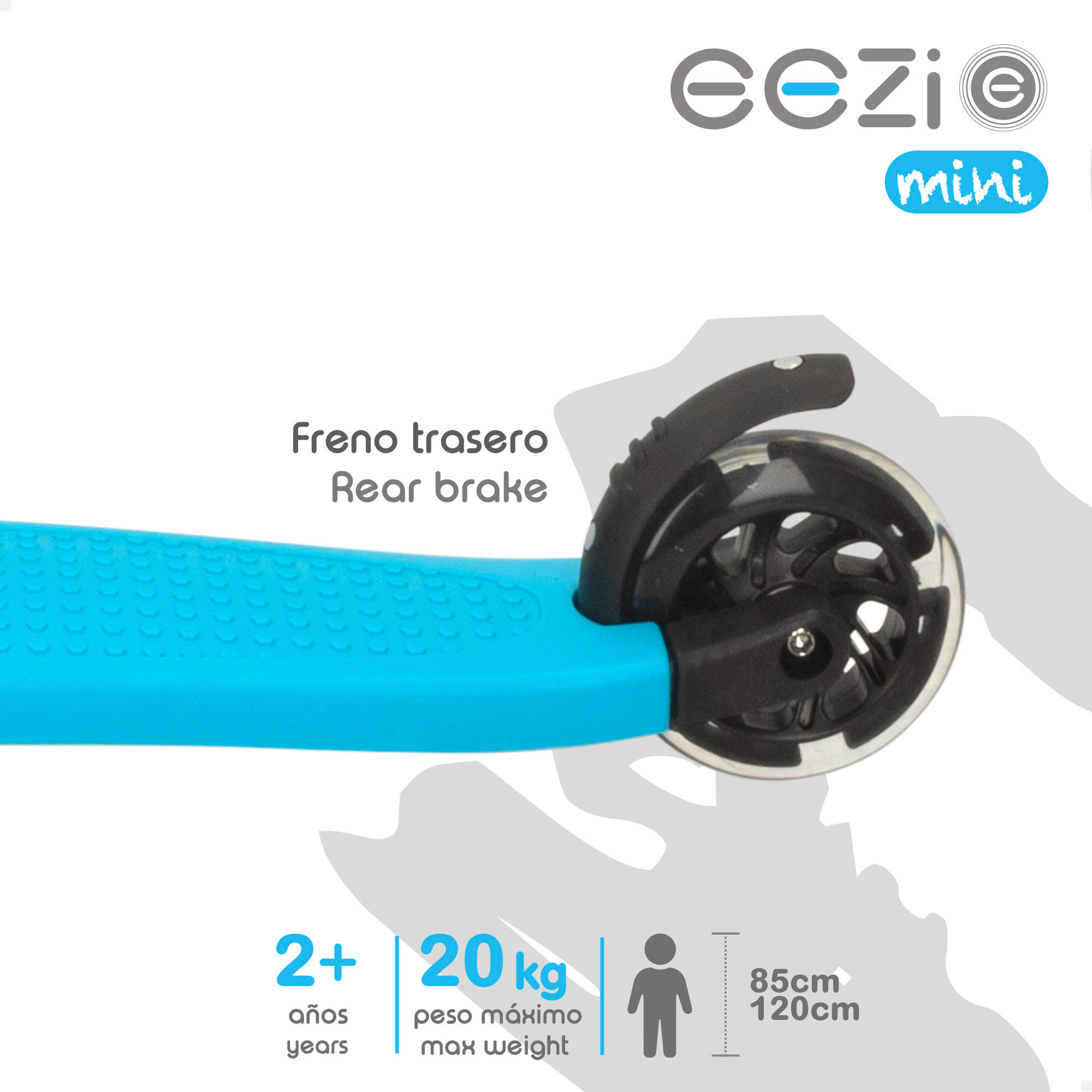 Patinet 3 rodes blau amb manillar desmuntable EEZI - CD 3/4