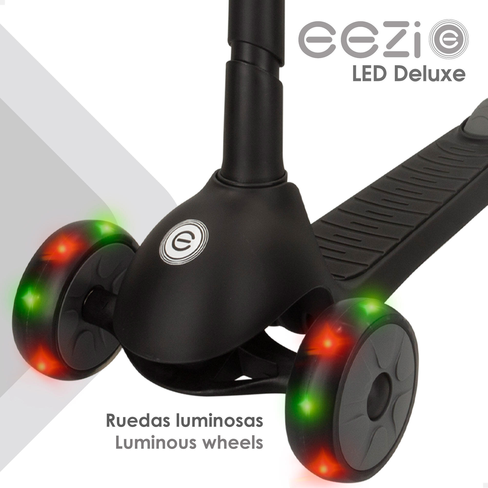 Patinet 3 rodes negre per a nen amb llums i manillar plegable EEZI - CD 3/4
