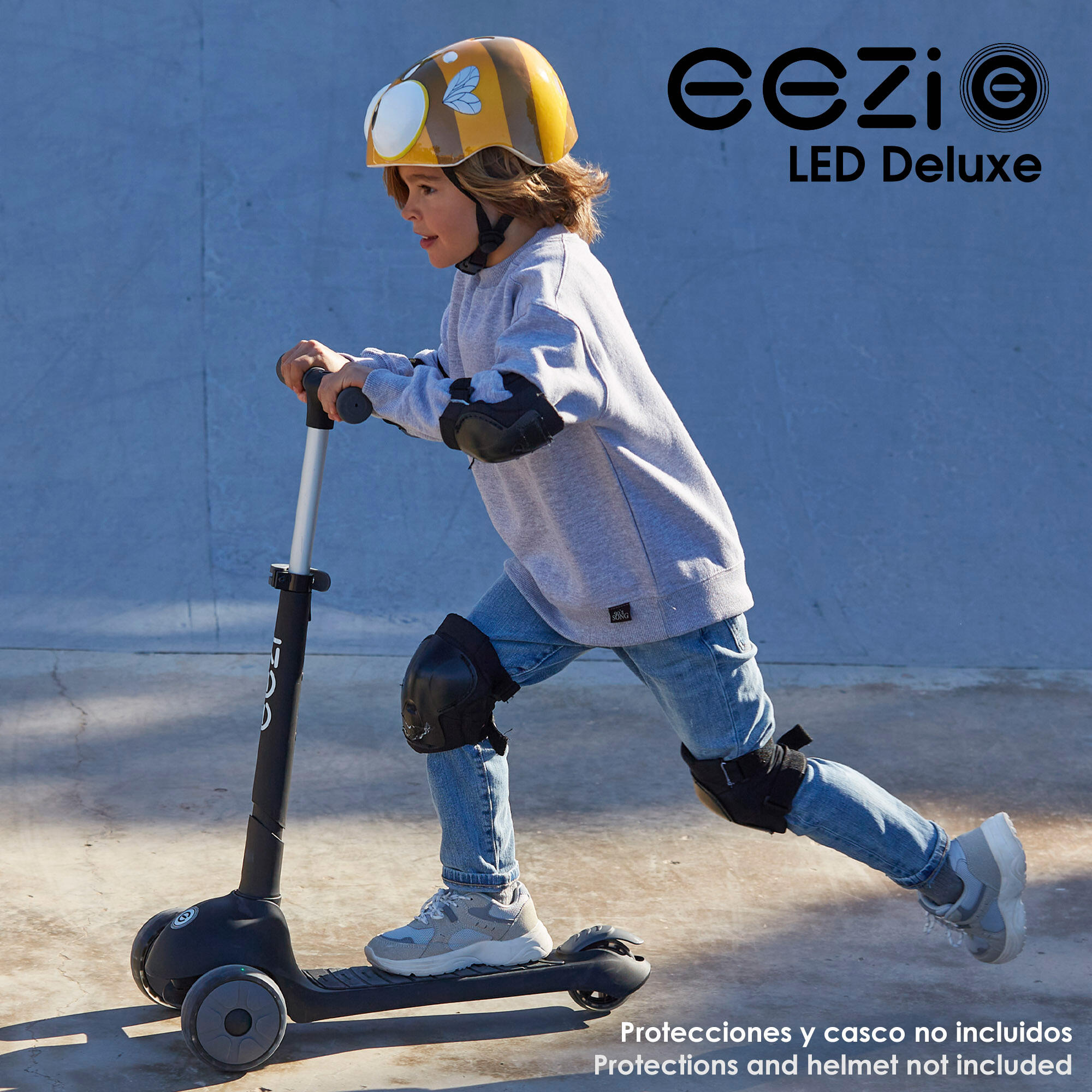 Patinet 3 rodes negre per a nen amb llums i manillar plegable EEZI - CD 4/4