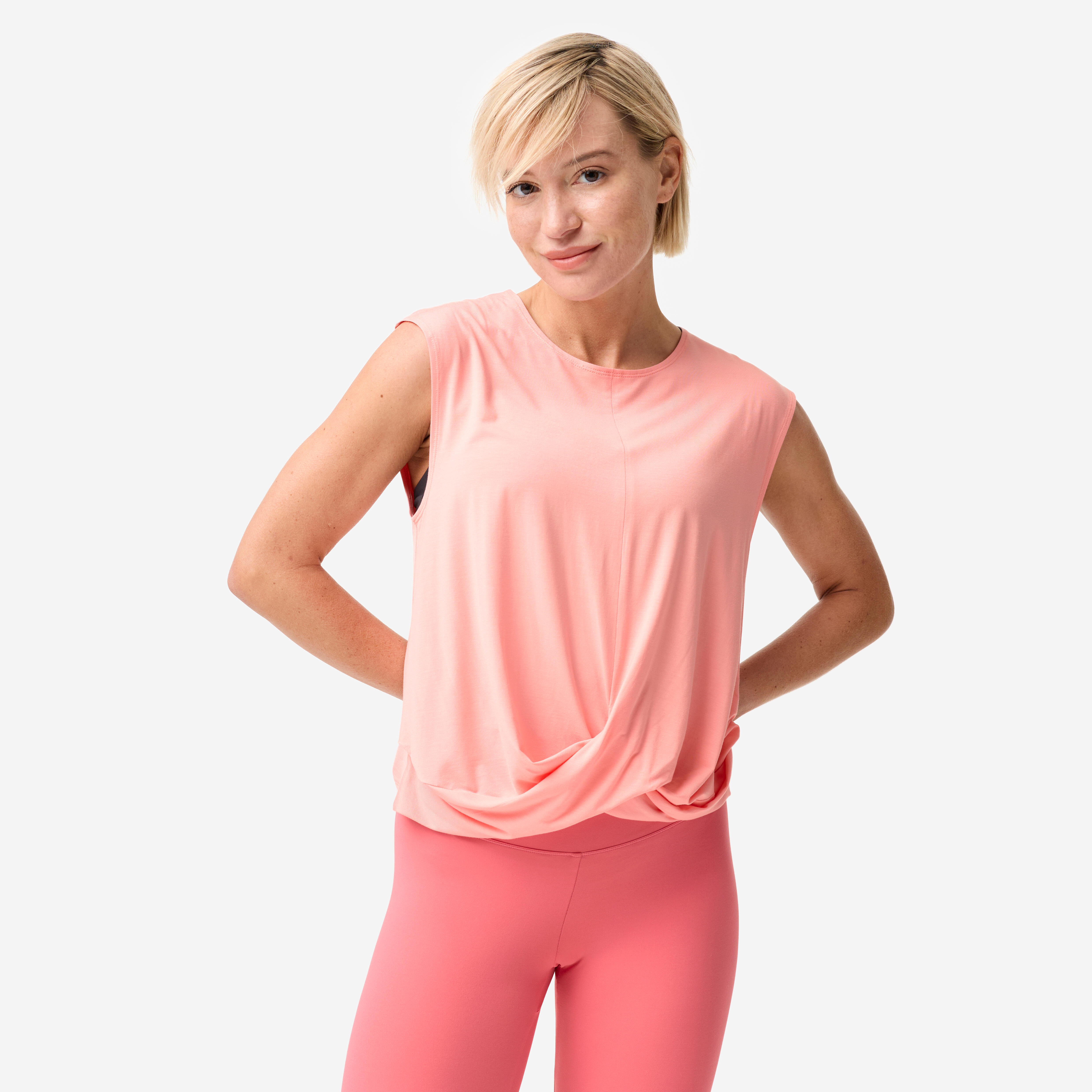 Women’s Loose-Fit Yoga and Pilates Tank Top, Pink - DECATHLON