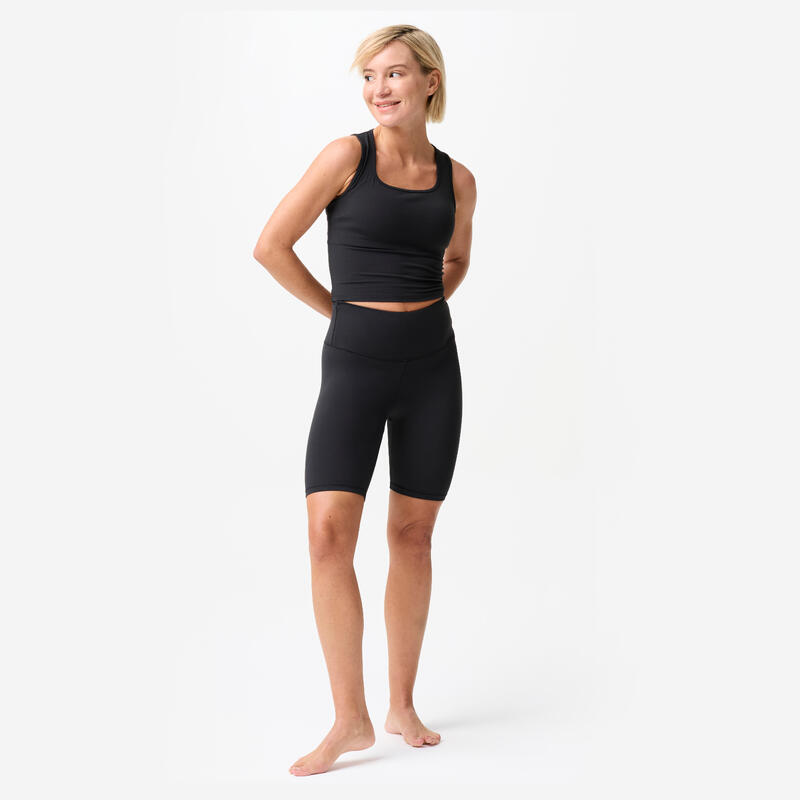 Șort de yoga și pilates, elastic și moale, Breathe negru