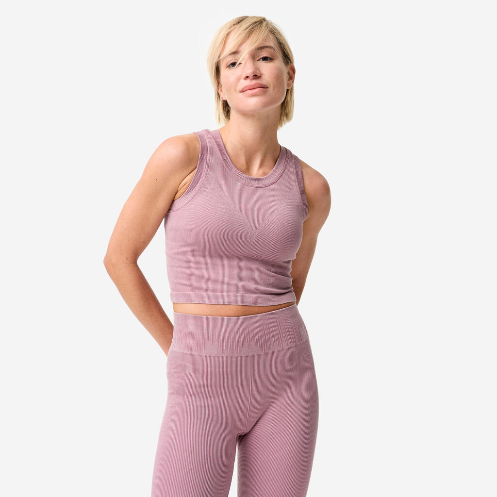 Ljubičasta ženska kratka majica bez rukava s ugrađenim grudnjakom