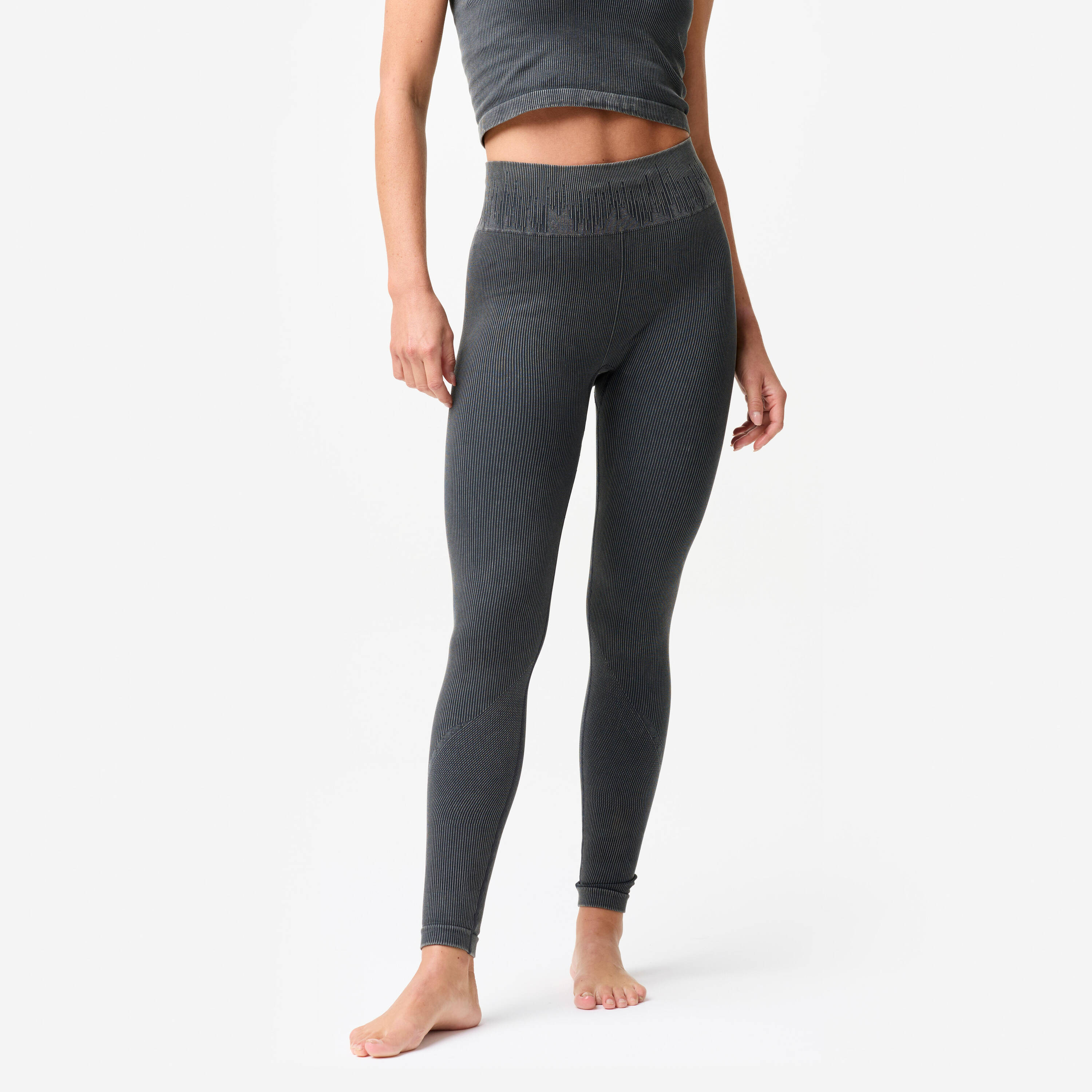 Women's Seamless Yoga / Pilates Leggings - Faded Dark Grey -  1