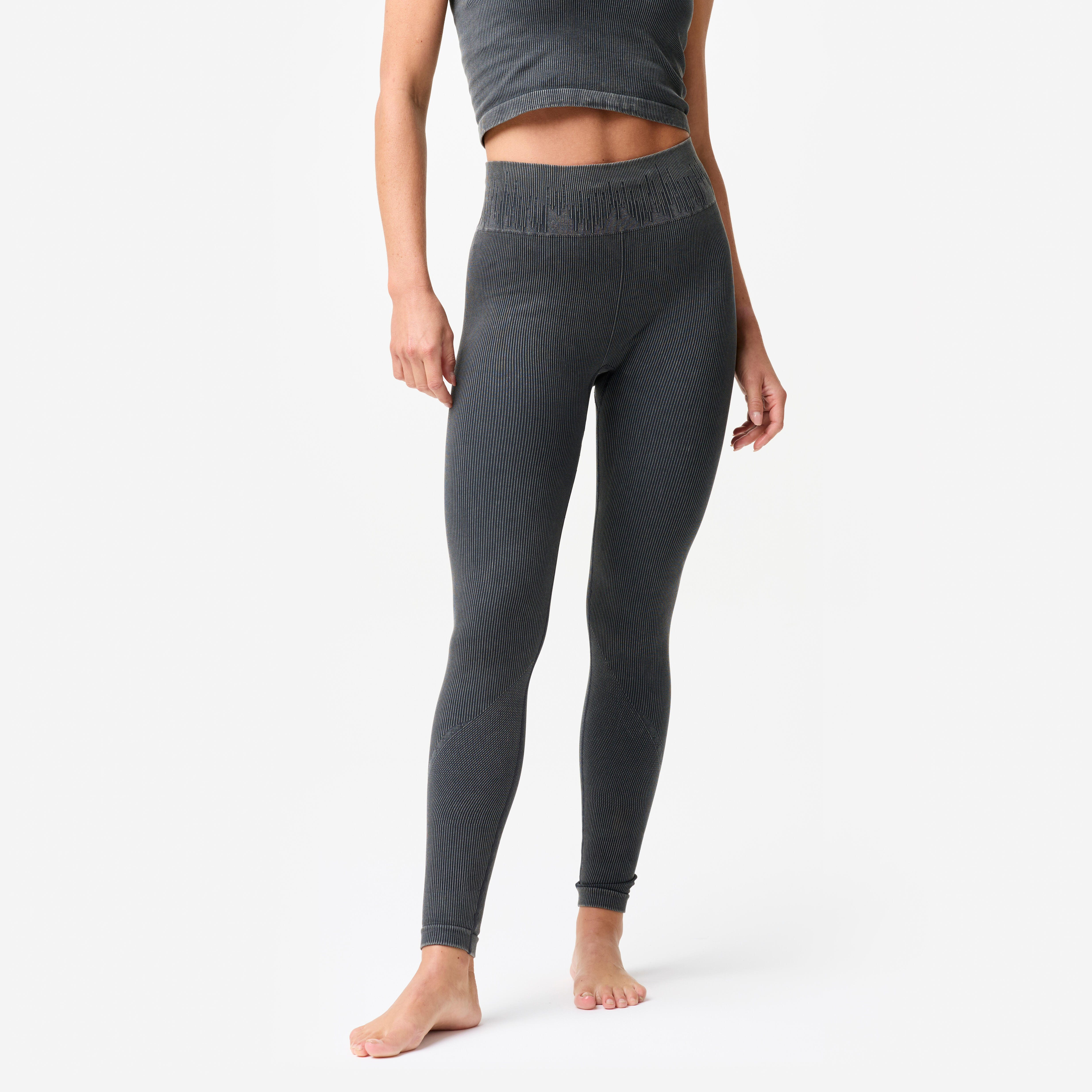 LEGGING SEAMLESS FEMME YOGA / PILATES GRIS FONCE DELAVE