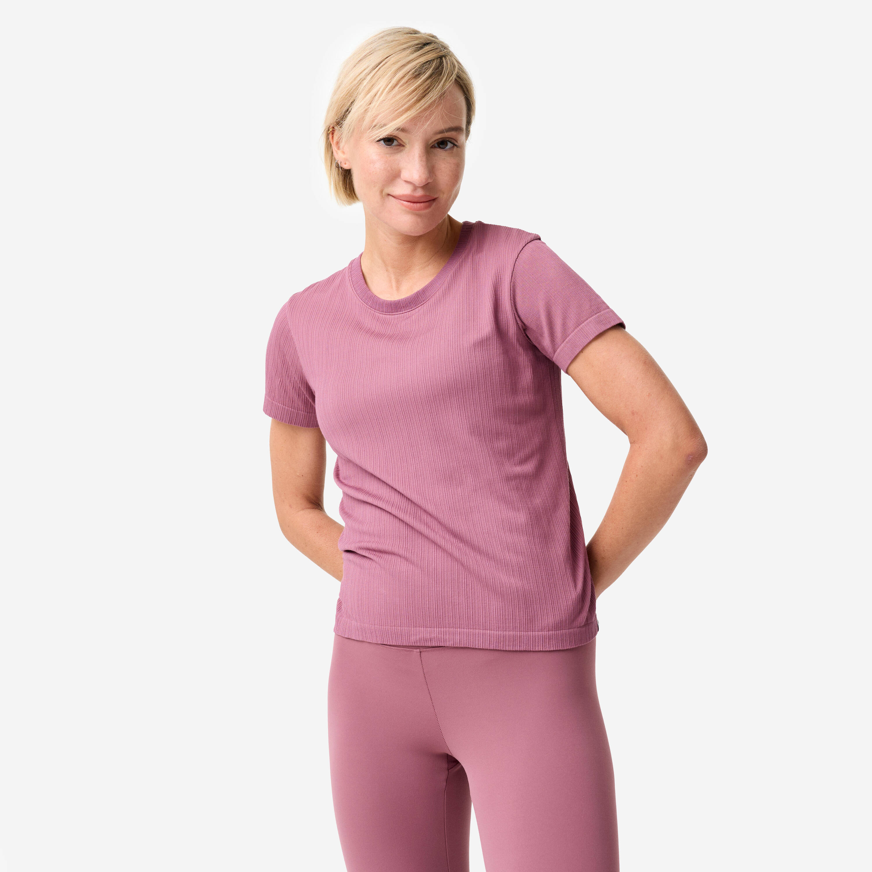 Women's breathable short-sleeved T-shirt, old purple -  1