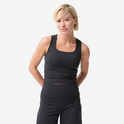 Canotta nera donna yoga BREATHE slim fit traspirante