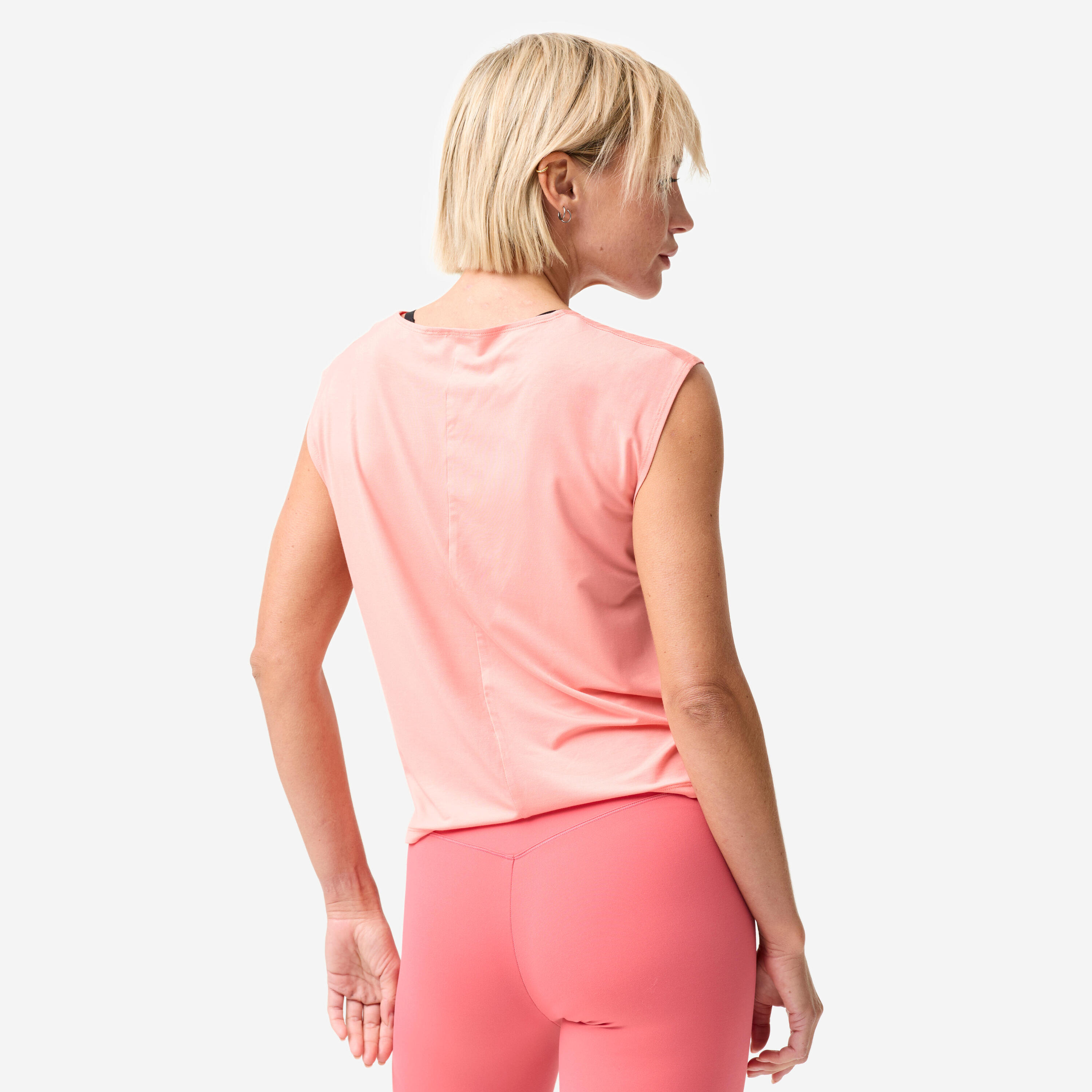 Camisole de yoga et de pilates fluide et aérée femme, rose 4/10