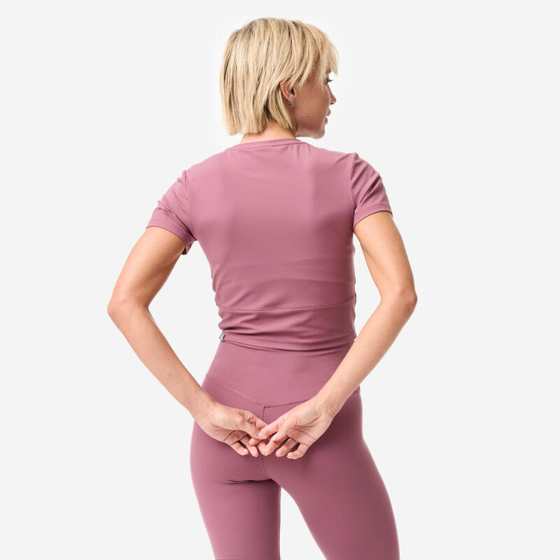 Tricou elastic de yoga și pilates Mov Damă