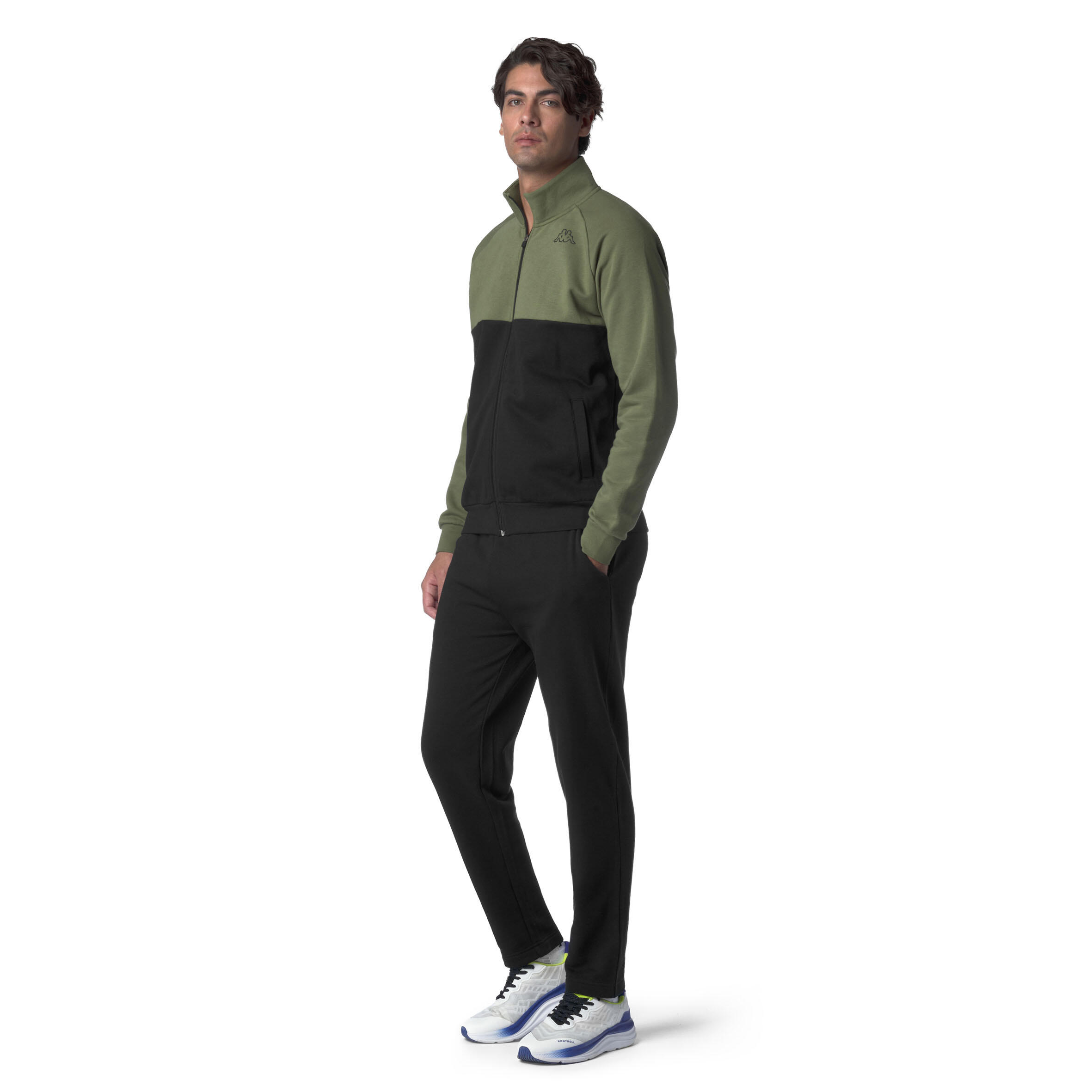 Tuta Uomo Verde Nera senza cappuccio 3/4