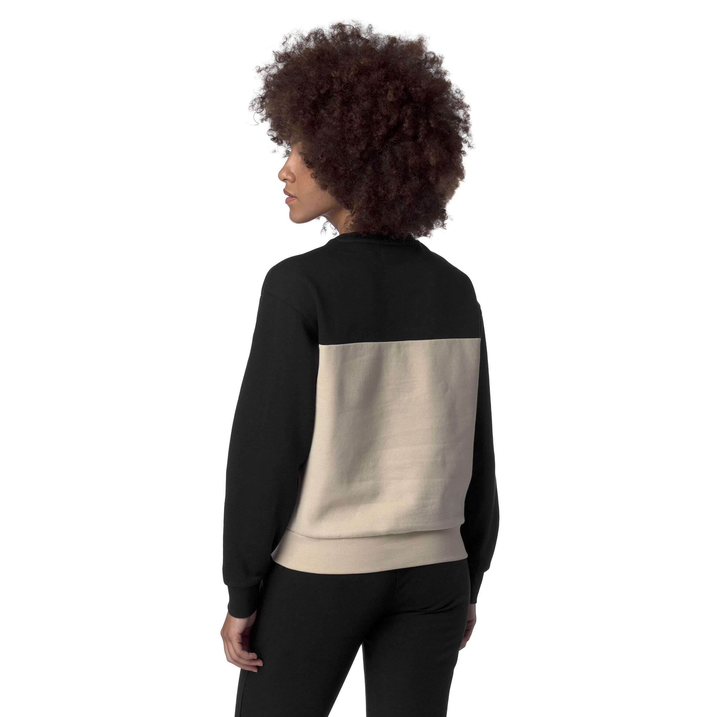 Felpa Kappa Donna Beige Nera senza cappuccio 3/5