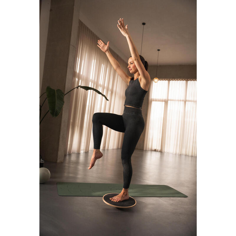 Disc de echilibru din lemn fitness Negru