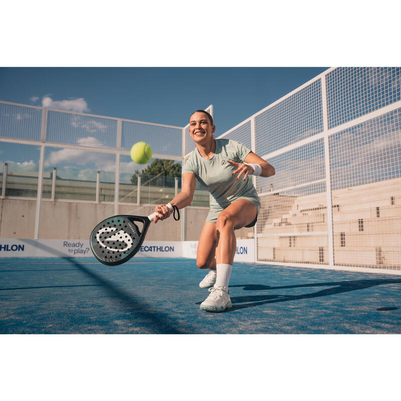 Tricou de padel ușor, fără cusături, verde, damă