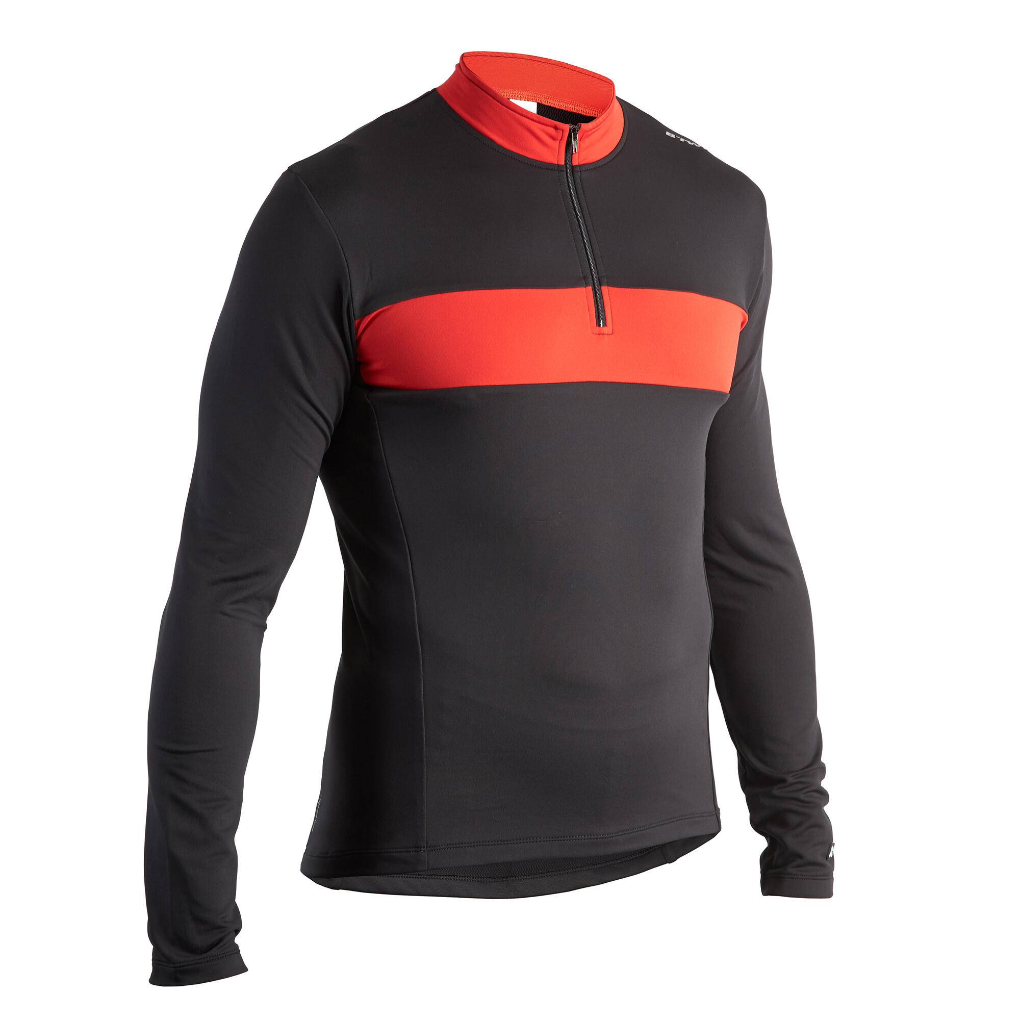 BTWIN 300 Cycling Long-sleeved Jersey - Black/Red