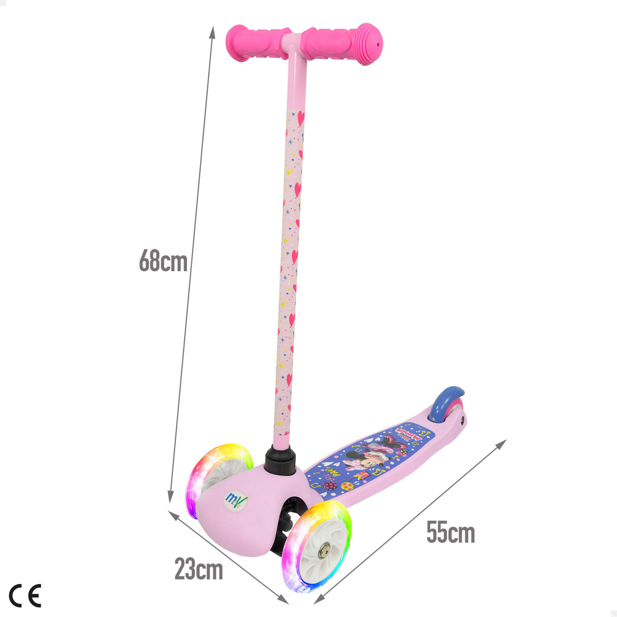 Patinete Minnie infantil 3 ruedas 55x23x68 cm máx. 20 kg con luces y freno - CD 2/4