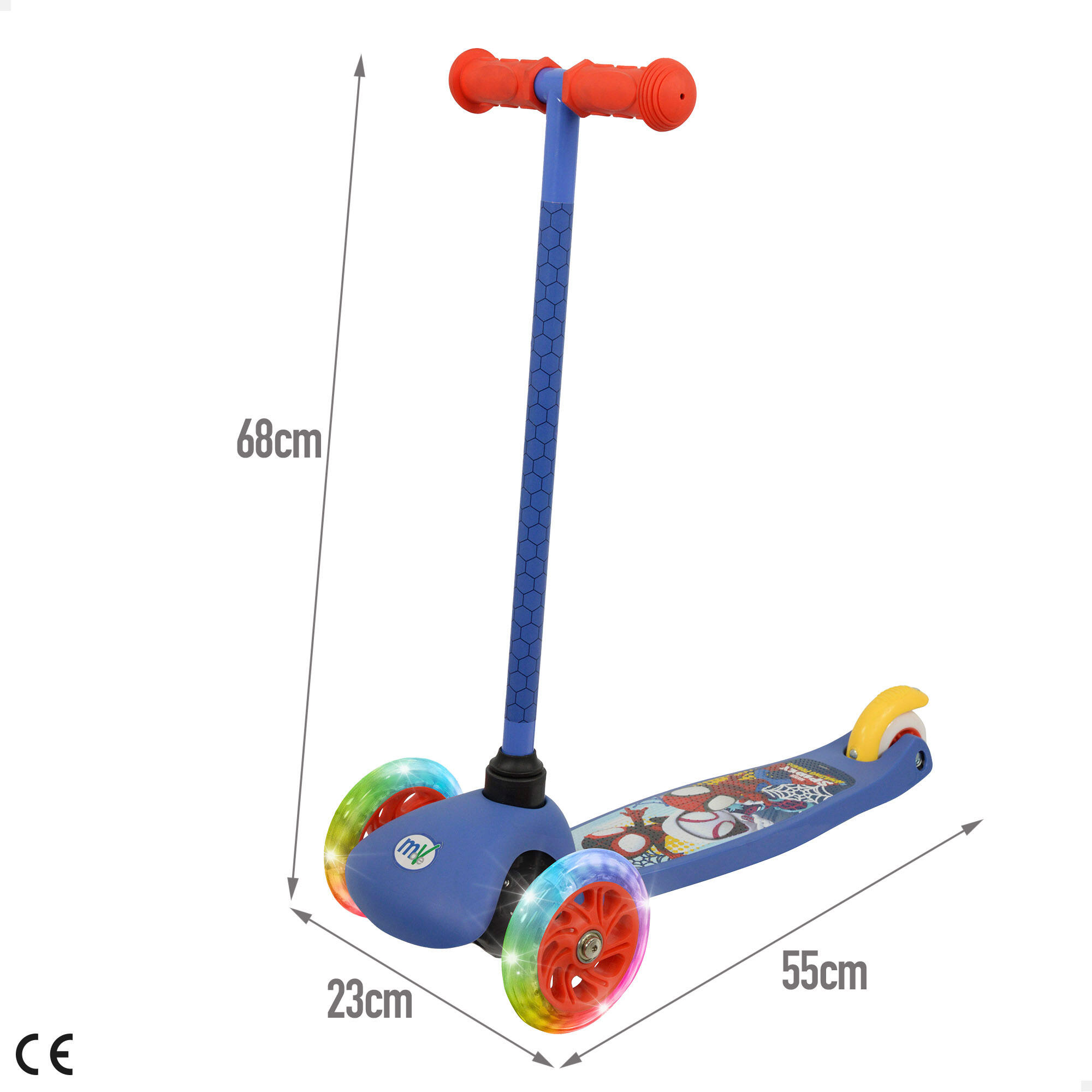 Patinete Spidey de Niño 3 ruedas 55x23x68 cm máx. 20 kg con luces y freno - CD 2/4