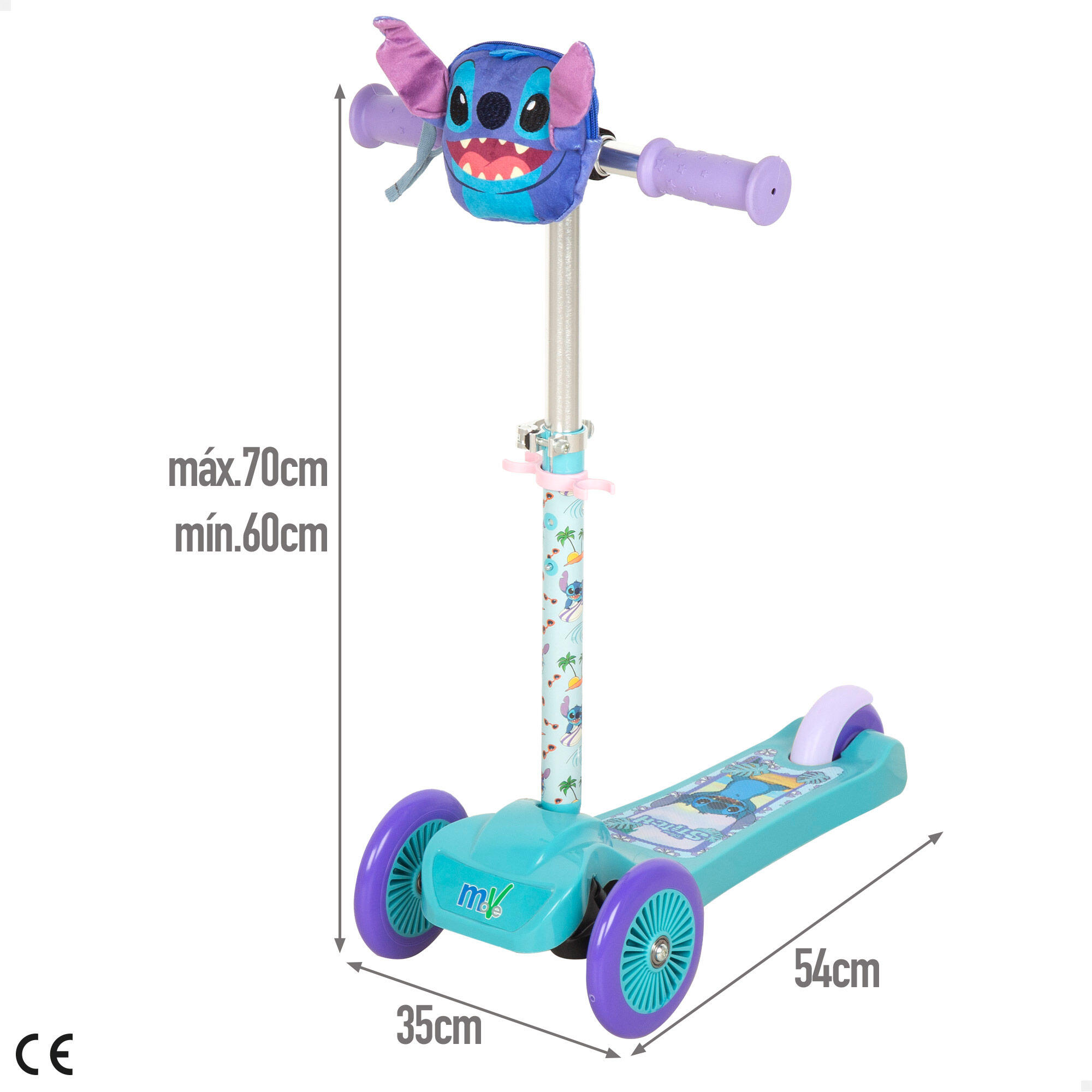 Patinete Stitch infantil 3 ruedas con bolsillo delantero - CD 2/4