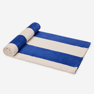 Beach towel size L 145 x 85 cm print stripe blue white
