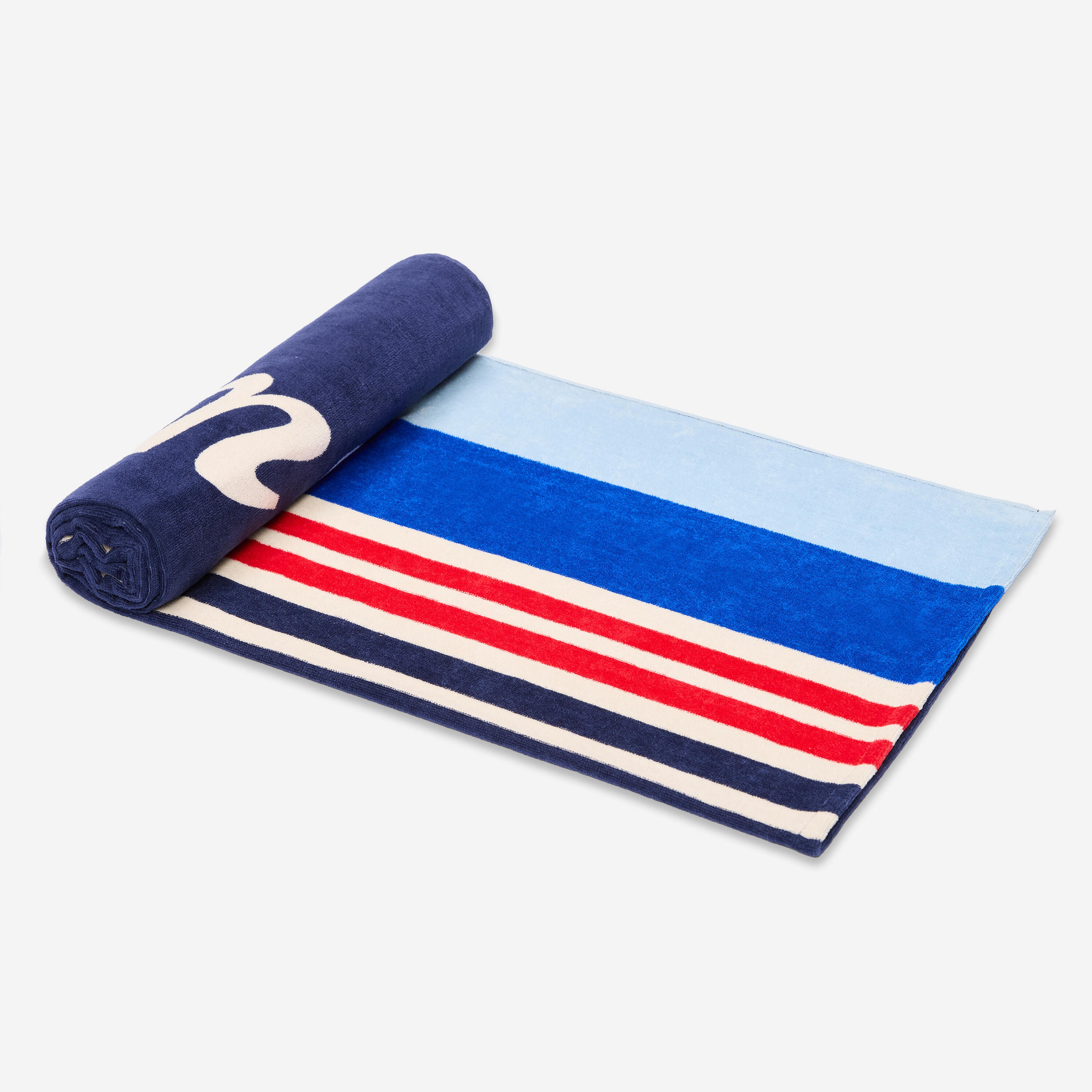 Serviette de plage taille L 145 x 85 cm, imprimé summer bleu 2/3