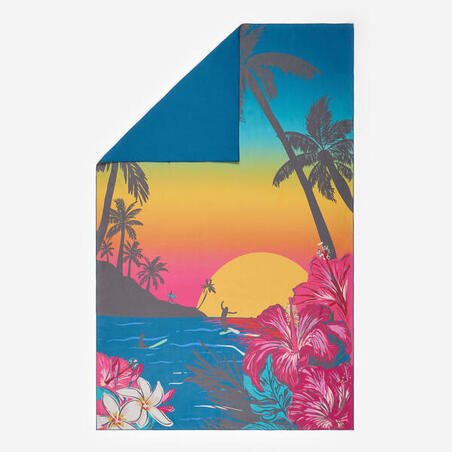 Рушник з мікрофібри розмір XL 110 × 175 см синій з принтом