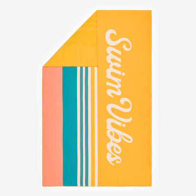 Handdoek maat xl 110 x 175 cm microvezel print summer geel