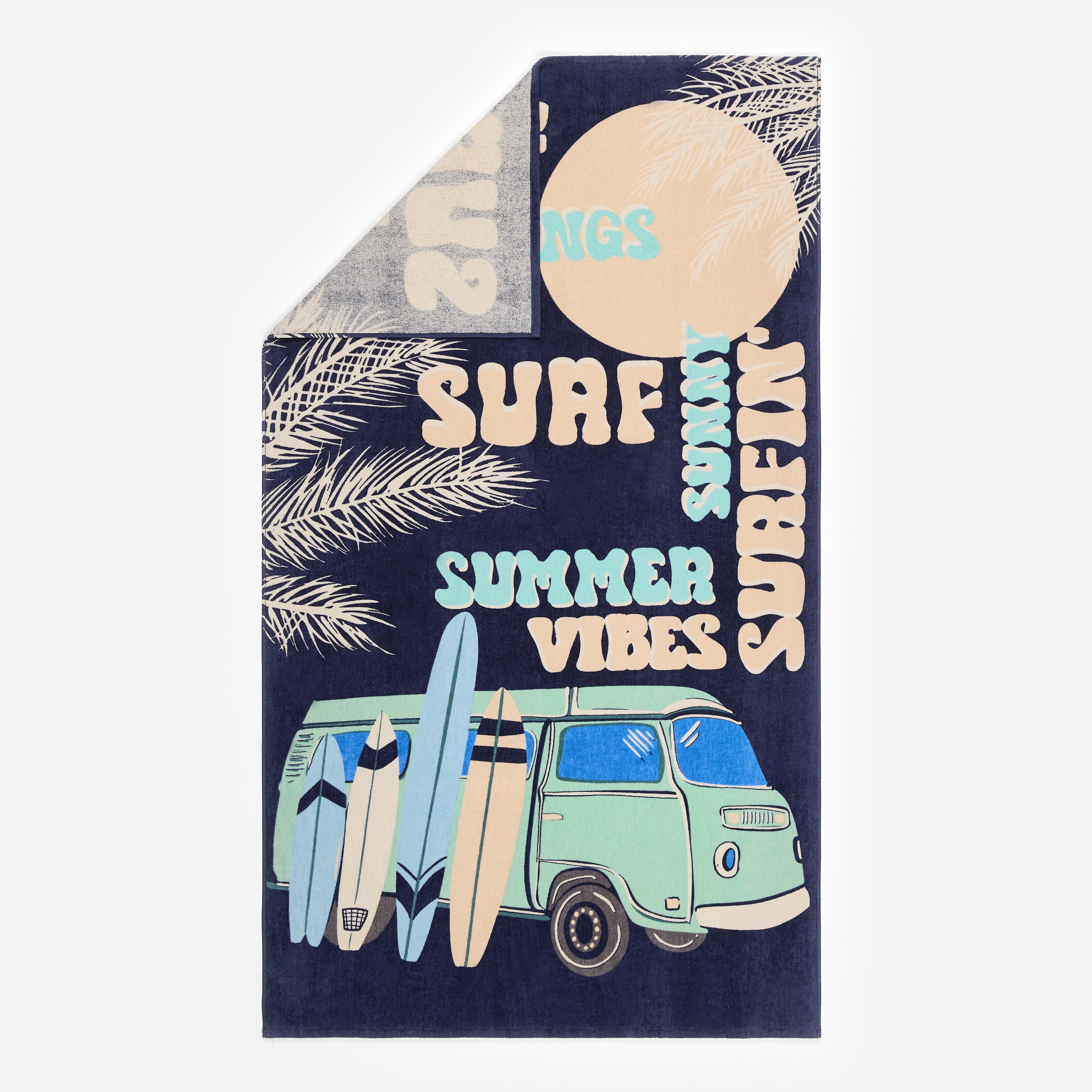 Beach towel size L 145 x 85 cm - print dark blue vibes