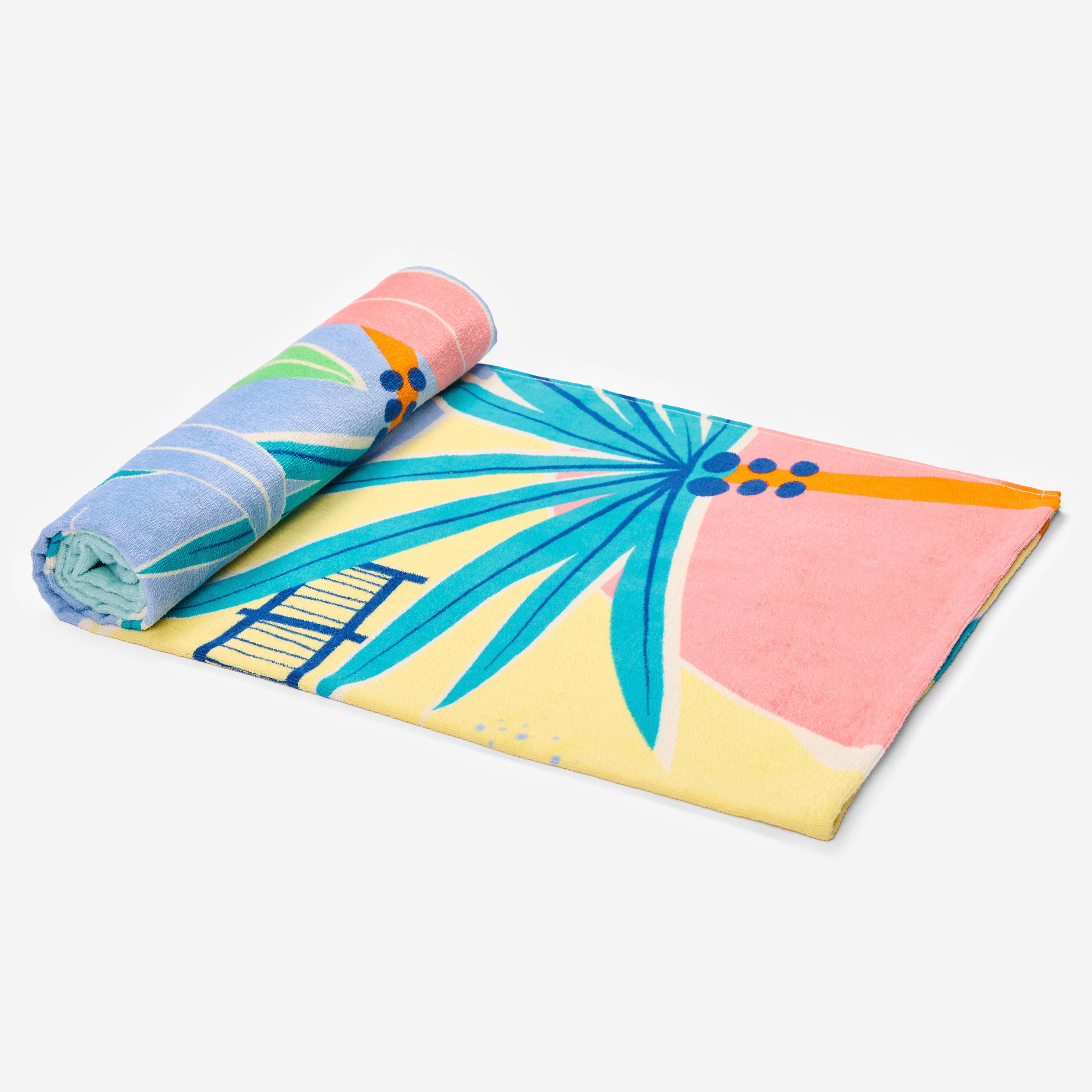 Serviette de plage taille L 145 x 85 cm, imprimé fun turquoise 2/3