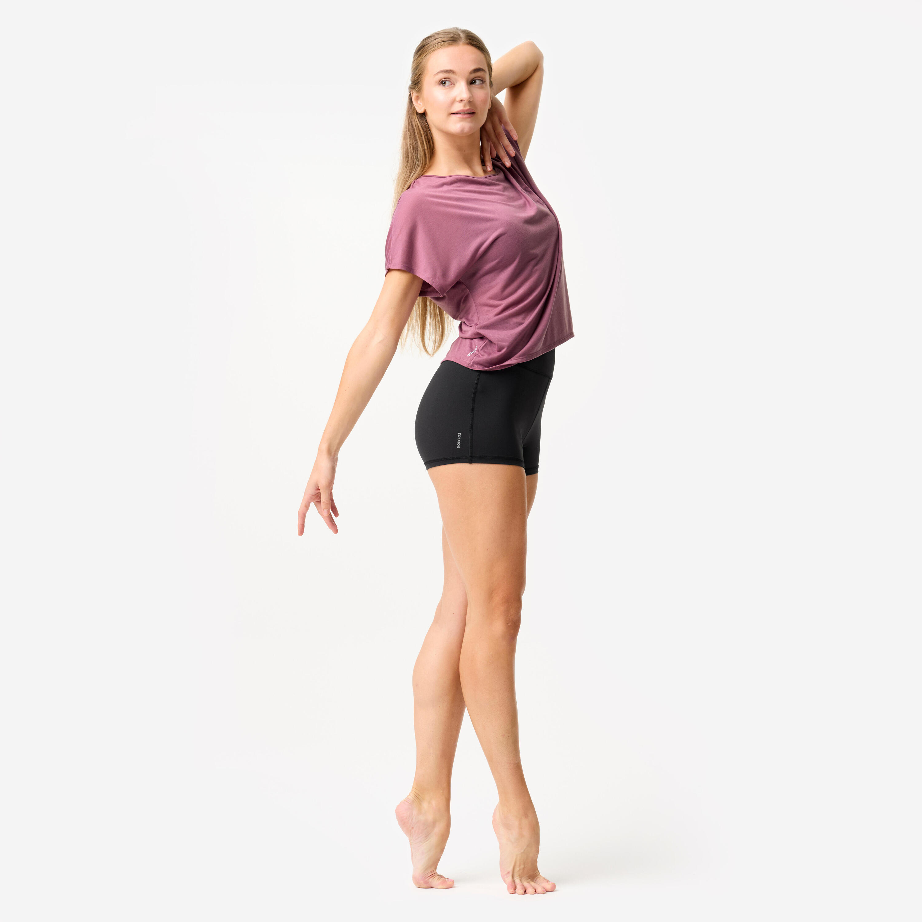 T-shirt danse moderne, manches courtes fluides femme, violet 2/11