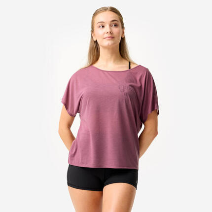 Dance-Shirt Damen Modern Dance kurze Ärmel fließend - blau