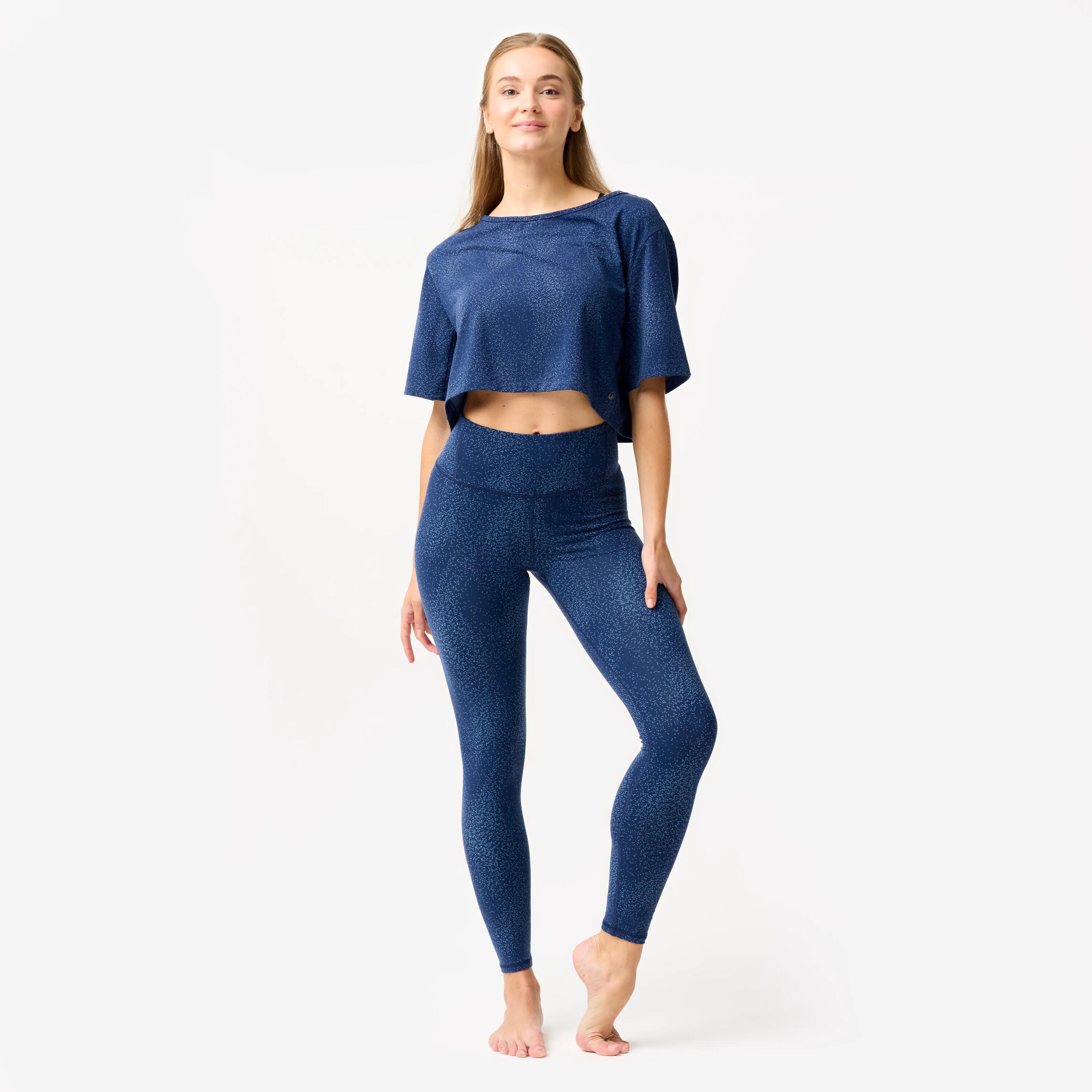 Leggings Danza Mujer Azul Estampados Talle Alto Cintura Plana 2/10