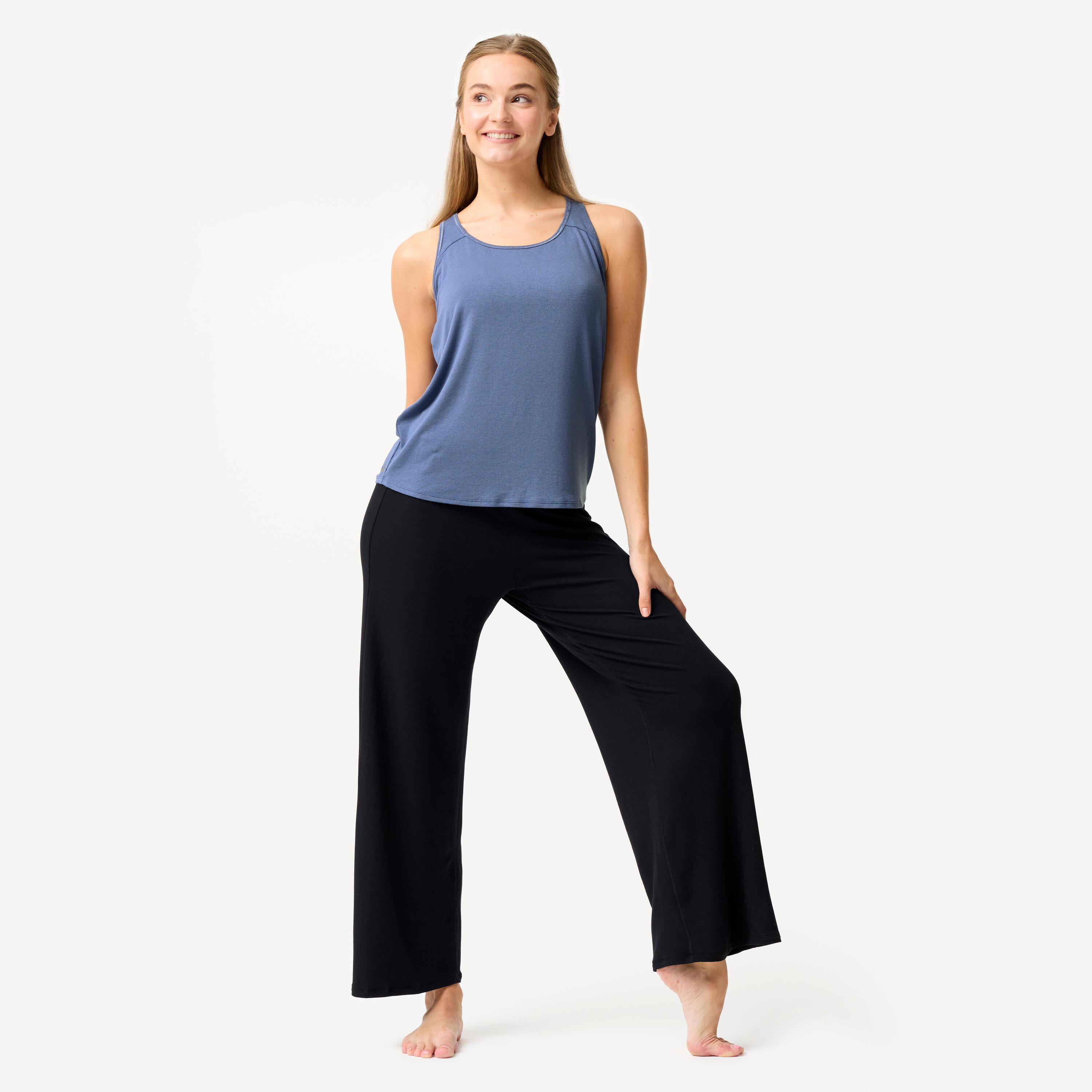 Débardeur danse moderne fluide femme, bleu foncé 2/11