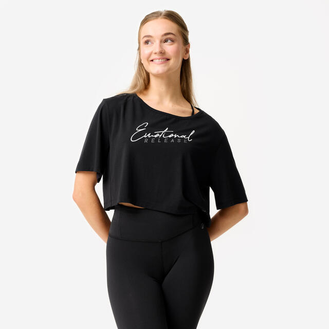 Dance-Shirt Damen Modern Jazz Crop Top - schwarz