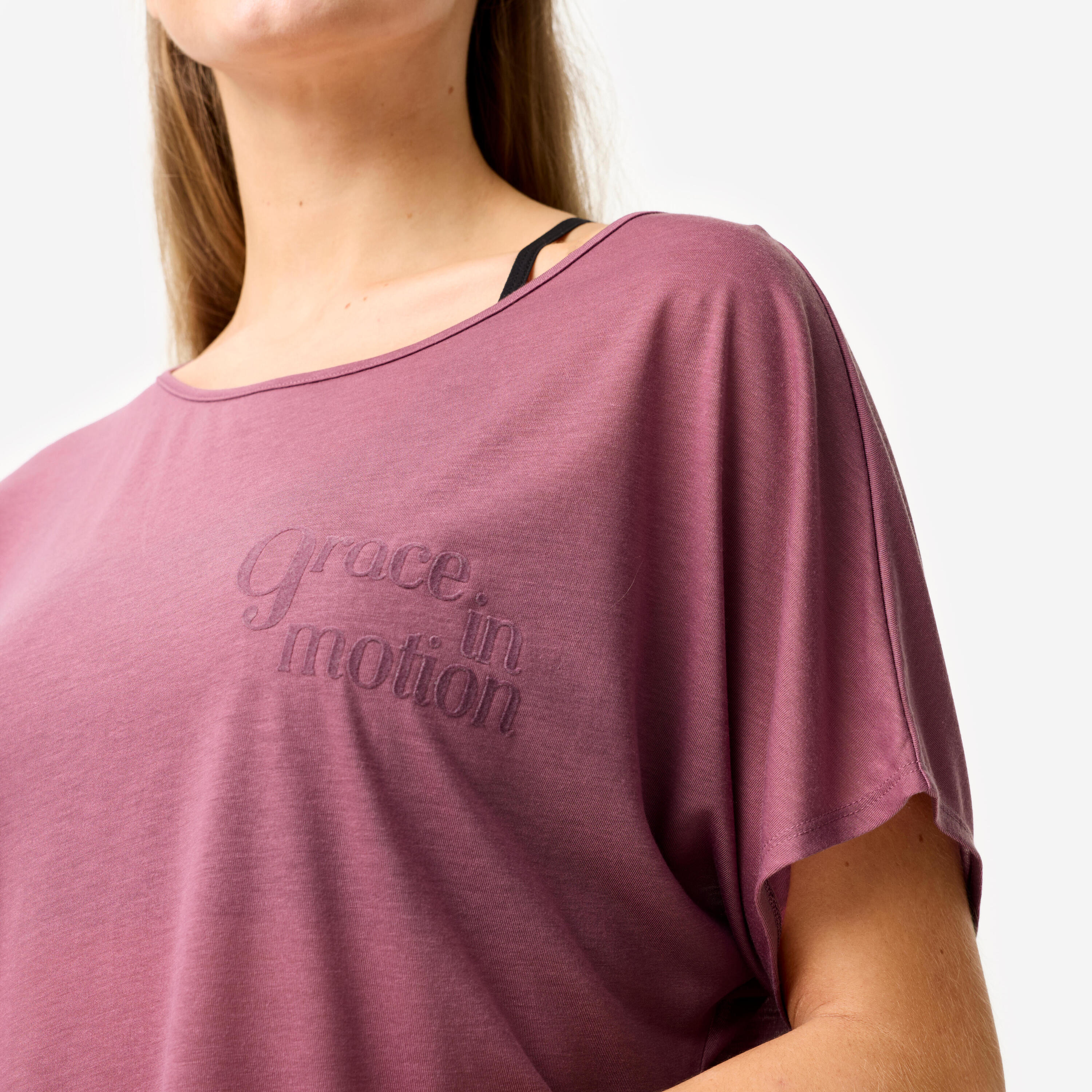 T-shirt danse moderne, manches courtes fluides femme, violet 3/11