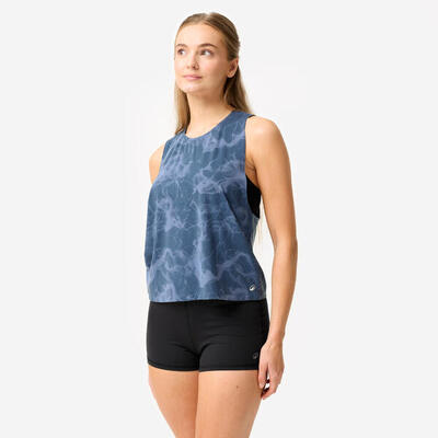 Tanktop cropped dames blauw