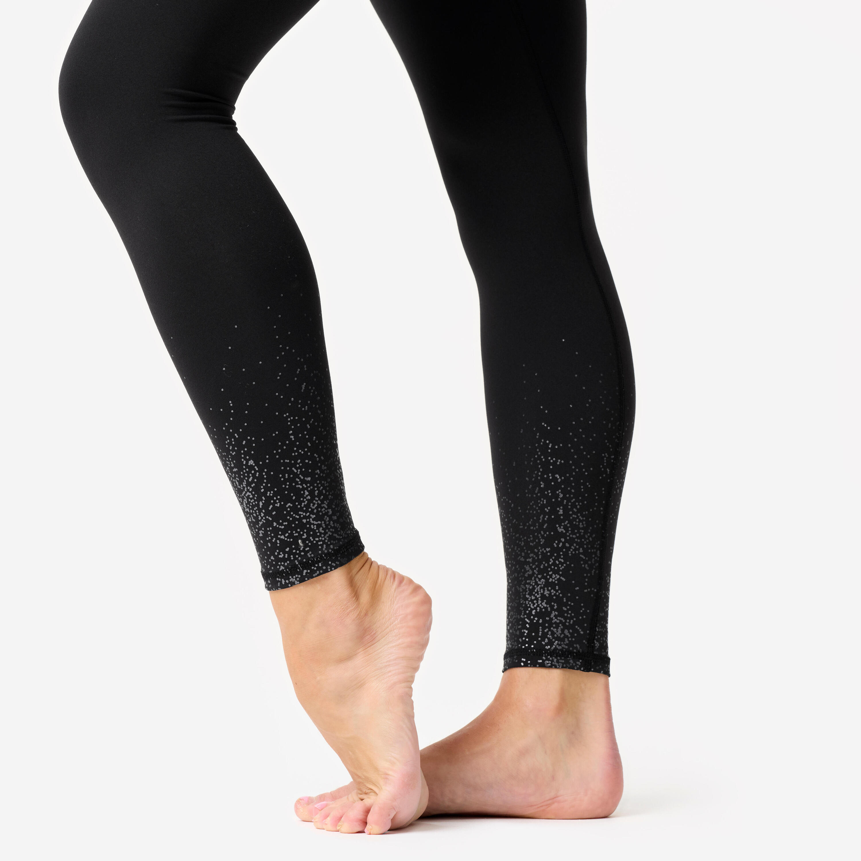 Legging danse moderne taille haute ceinture plate femme, gris noir 3/10